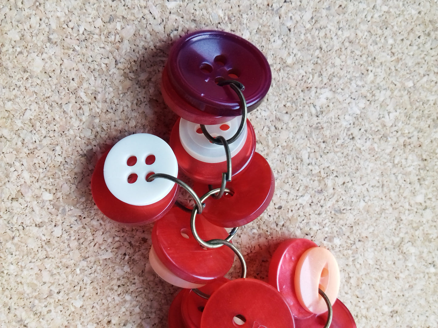 Buttons Keychain Red Key Ring / Bag Charm