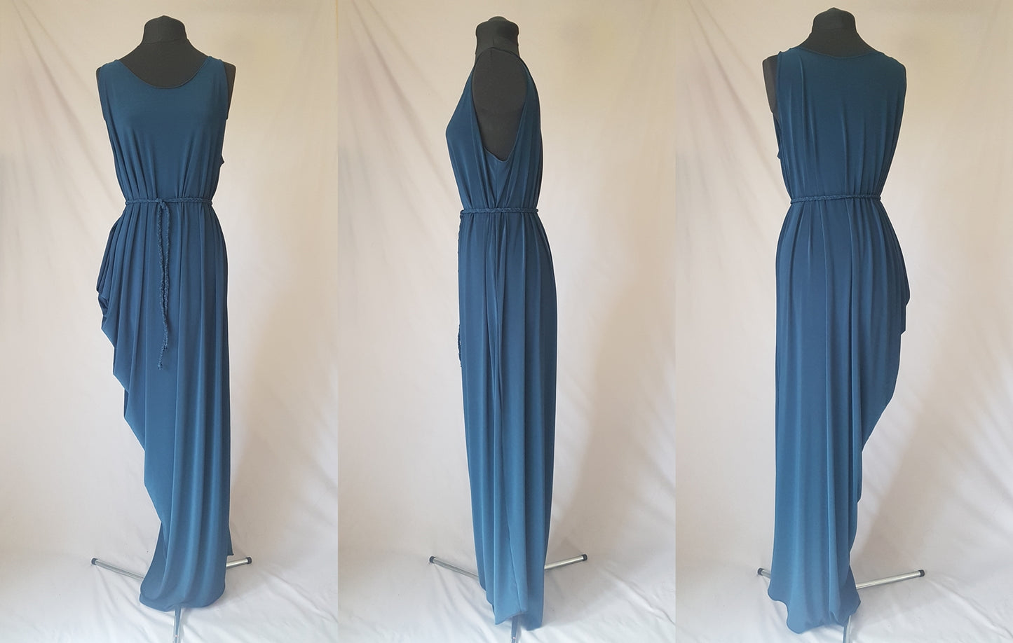 Dark Green Asymmetric Drape Dress