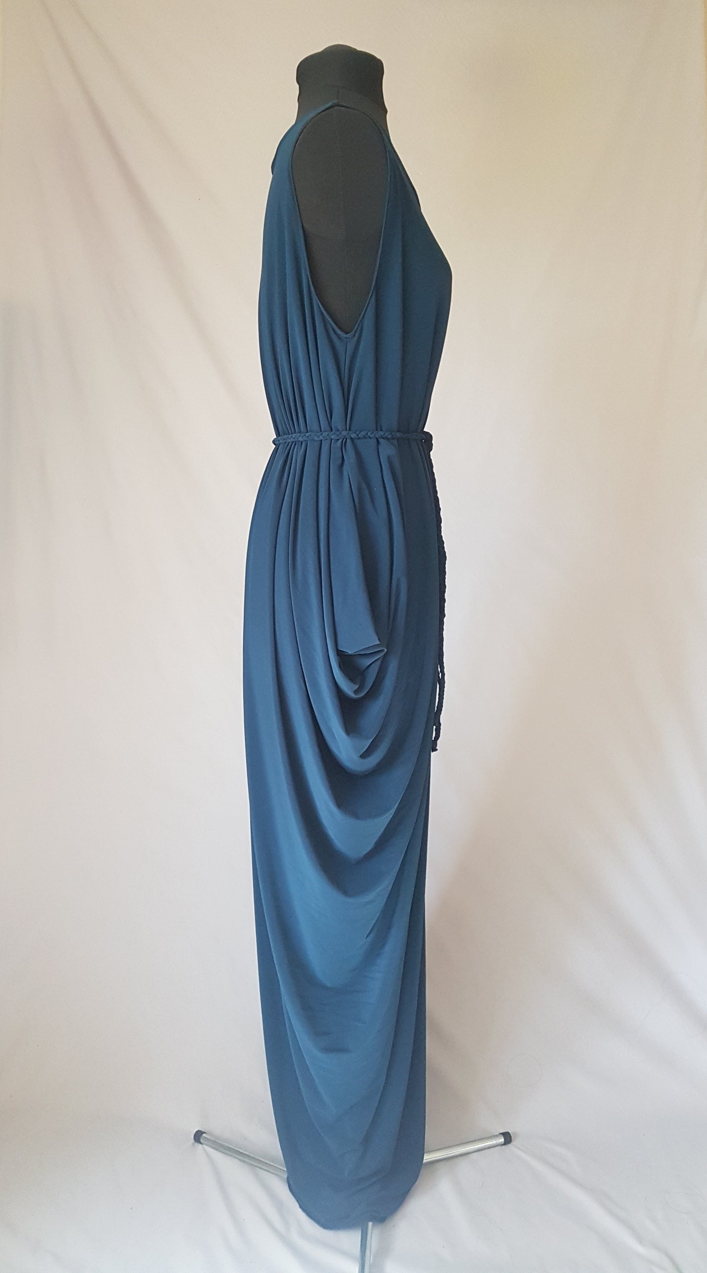 Dark Green Asymmetric Drape Dress