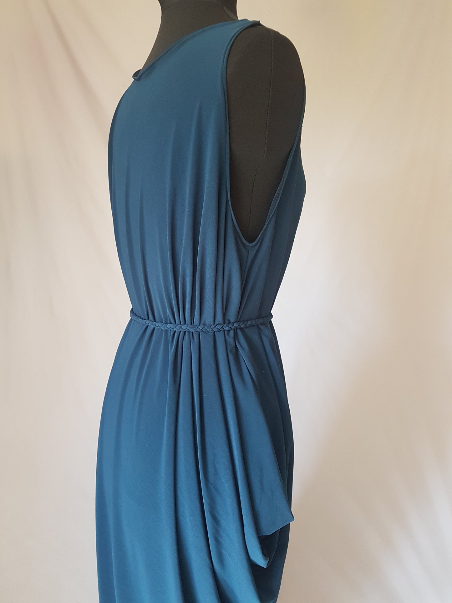 Dark Green Asymmetric Drape Dress