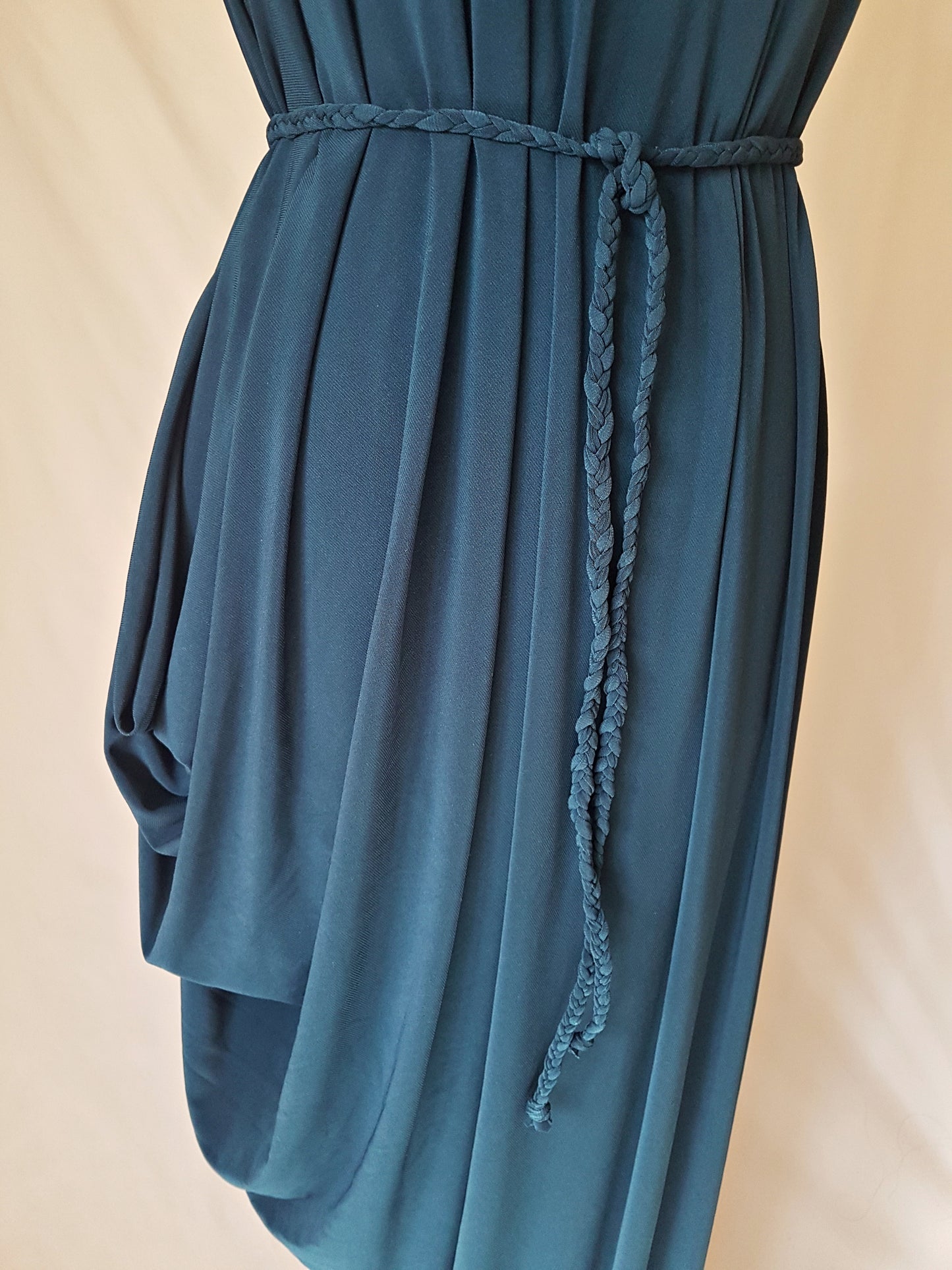 Dark Green Asymmetric Drape Dress