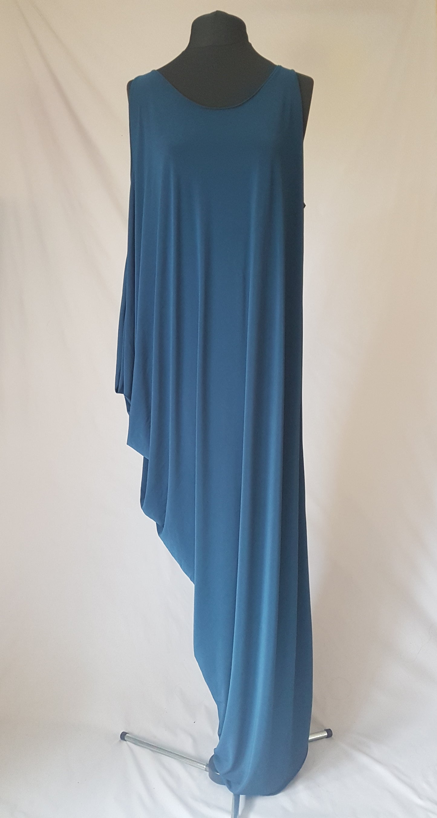 Dark Green Asymmetric Drape Dress