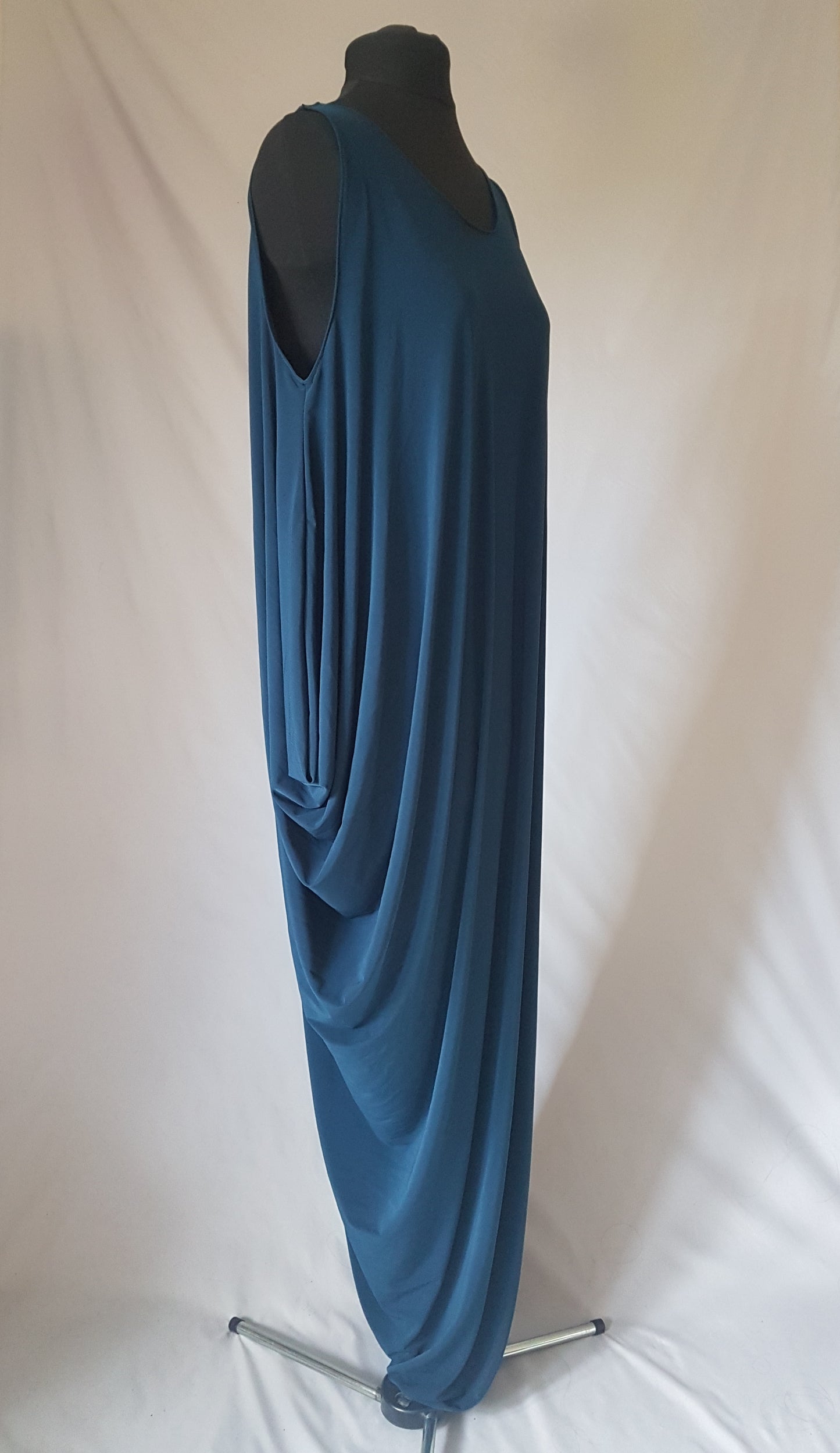 Dark Green Asymmetric Drape Dress