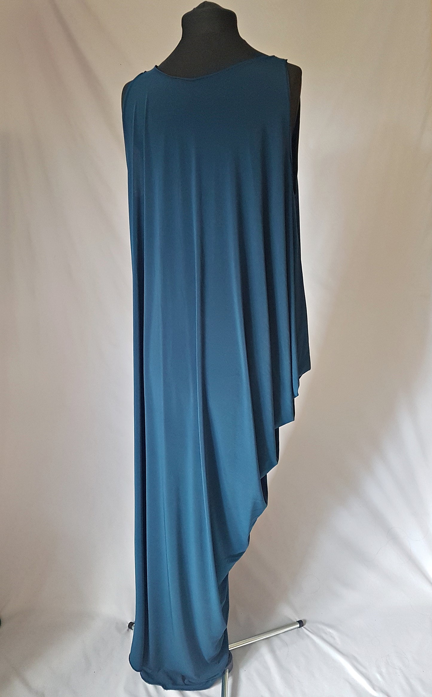 Dark Green Asymmetric Drape Dress
