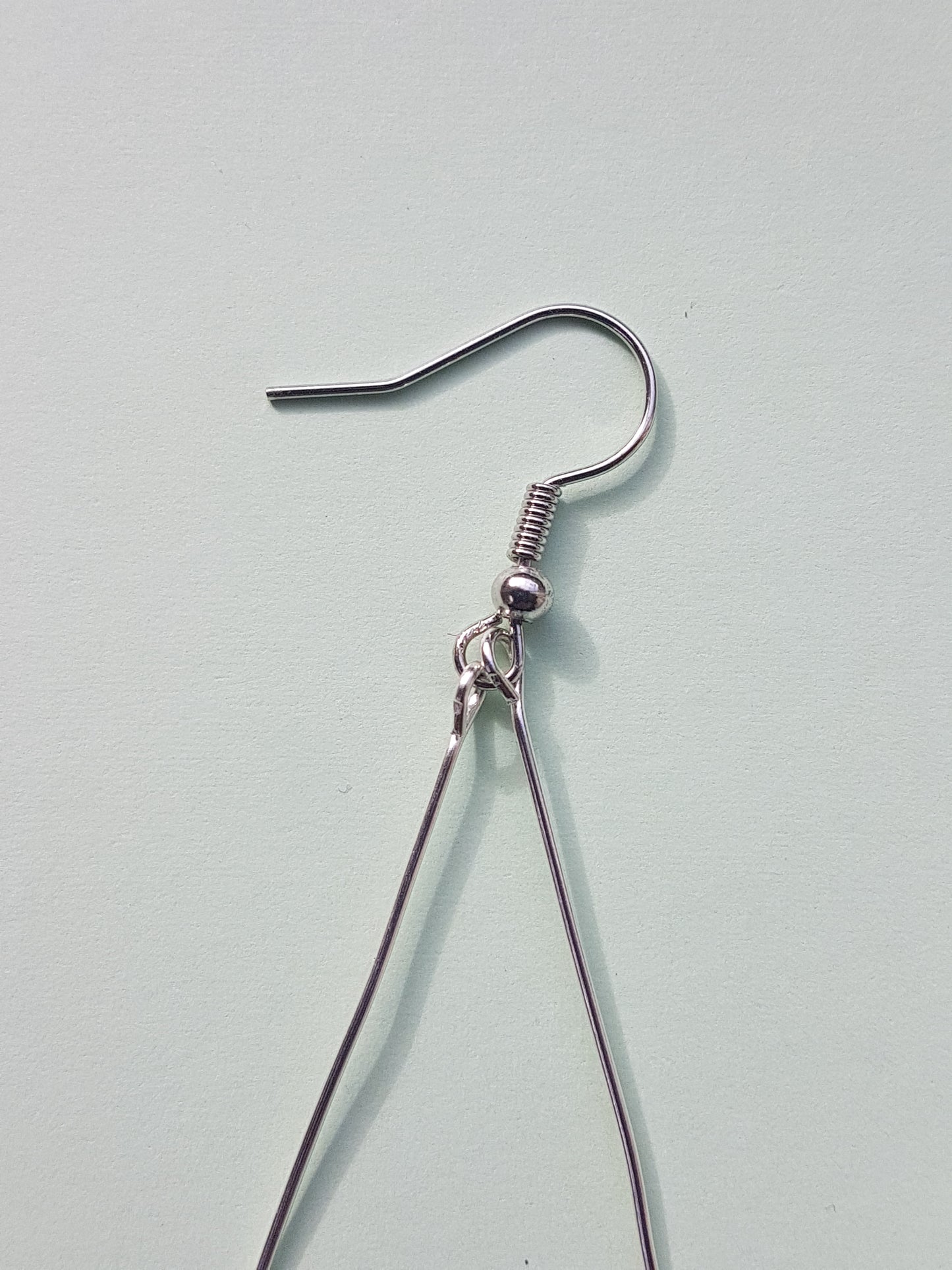 Blue Bead Silver Triangle Earrings