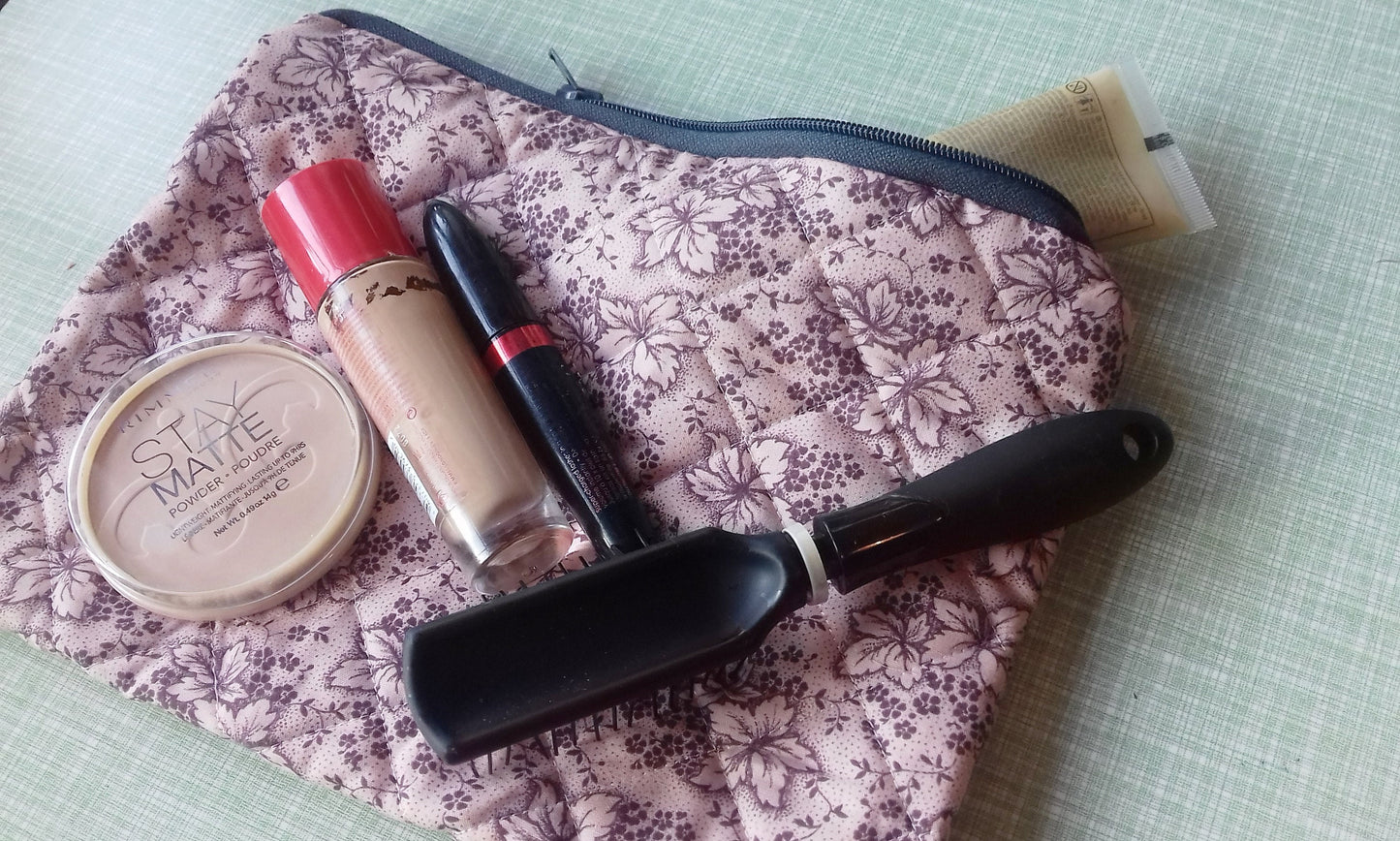 Pink Floral Quilted Bag Tablet Makeup