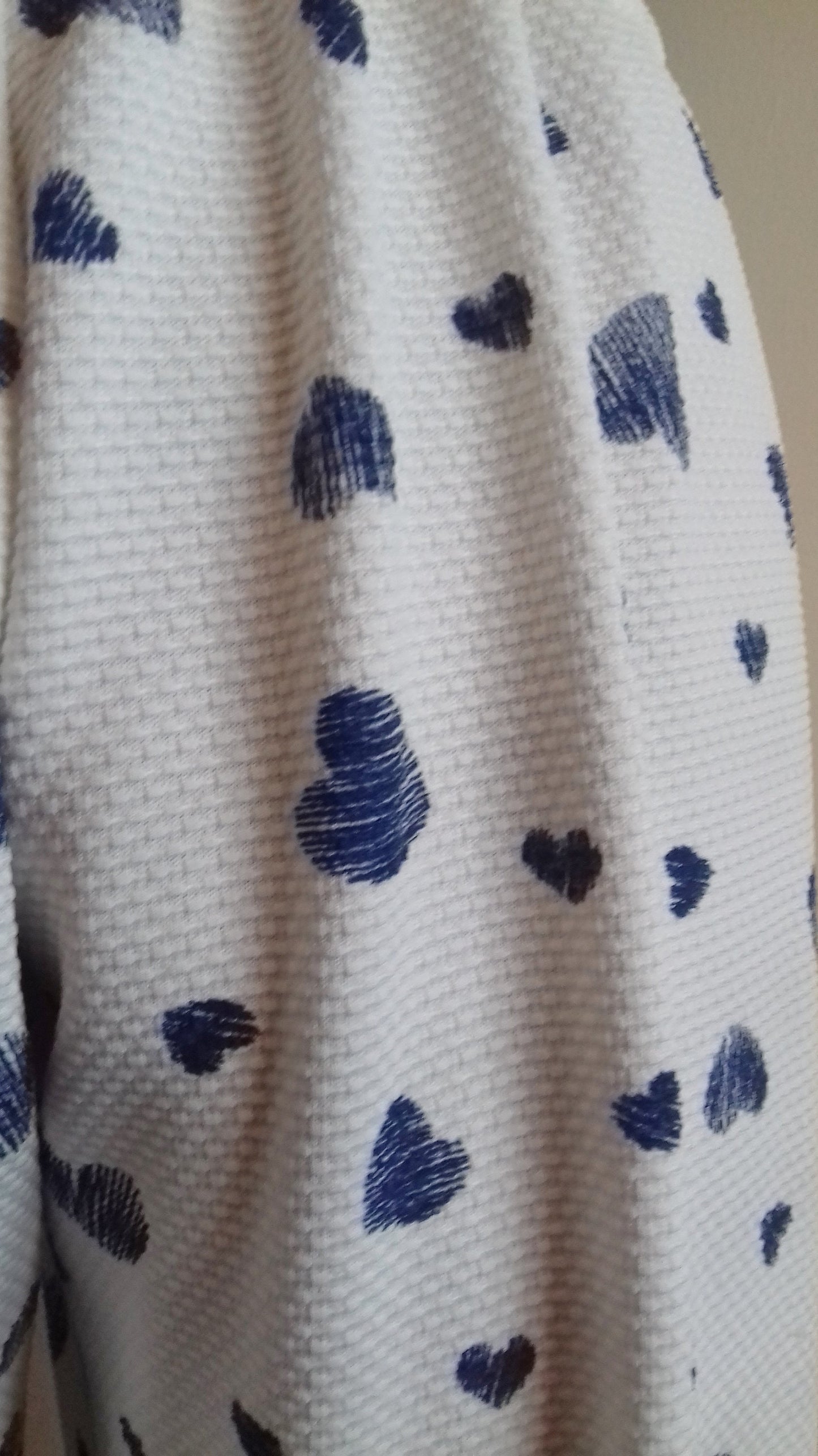 White Blue Heart Pattern Trousers UK14