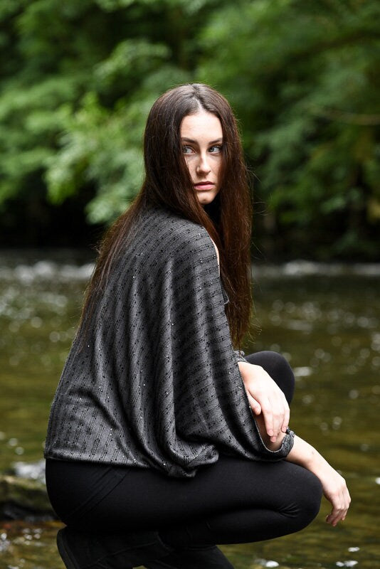 grey batwing top