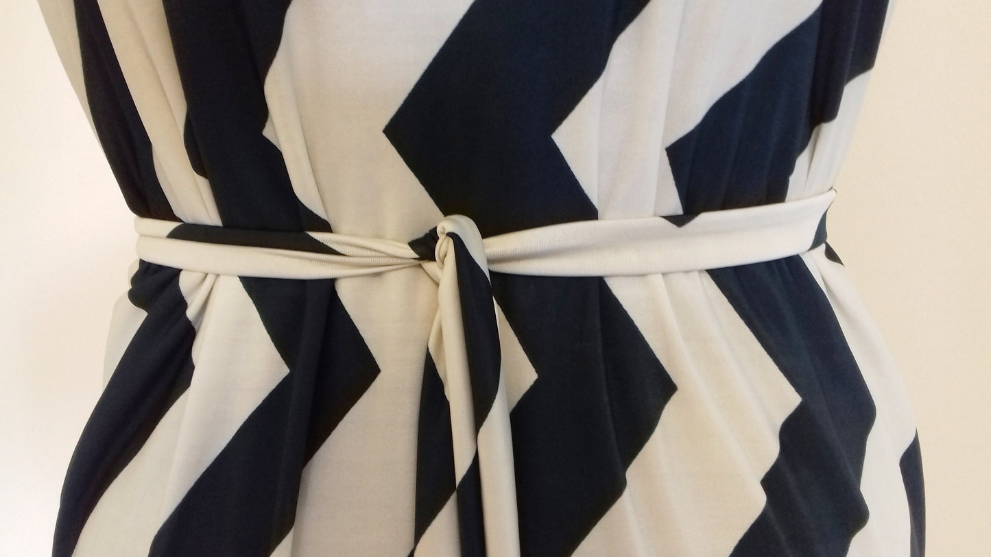Green White Zig Zag Grecian Dress