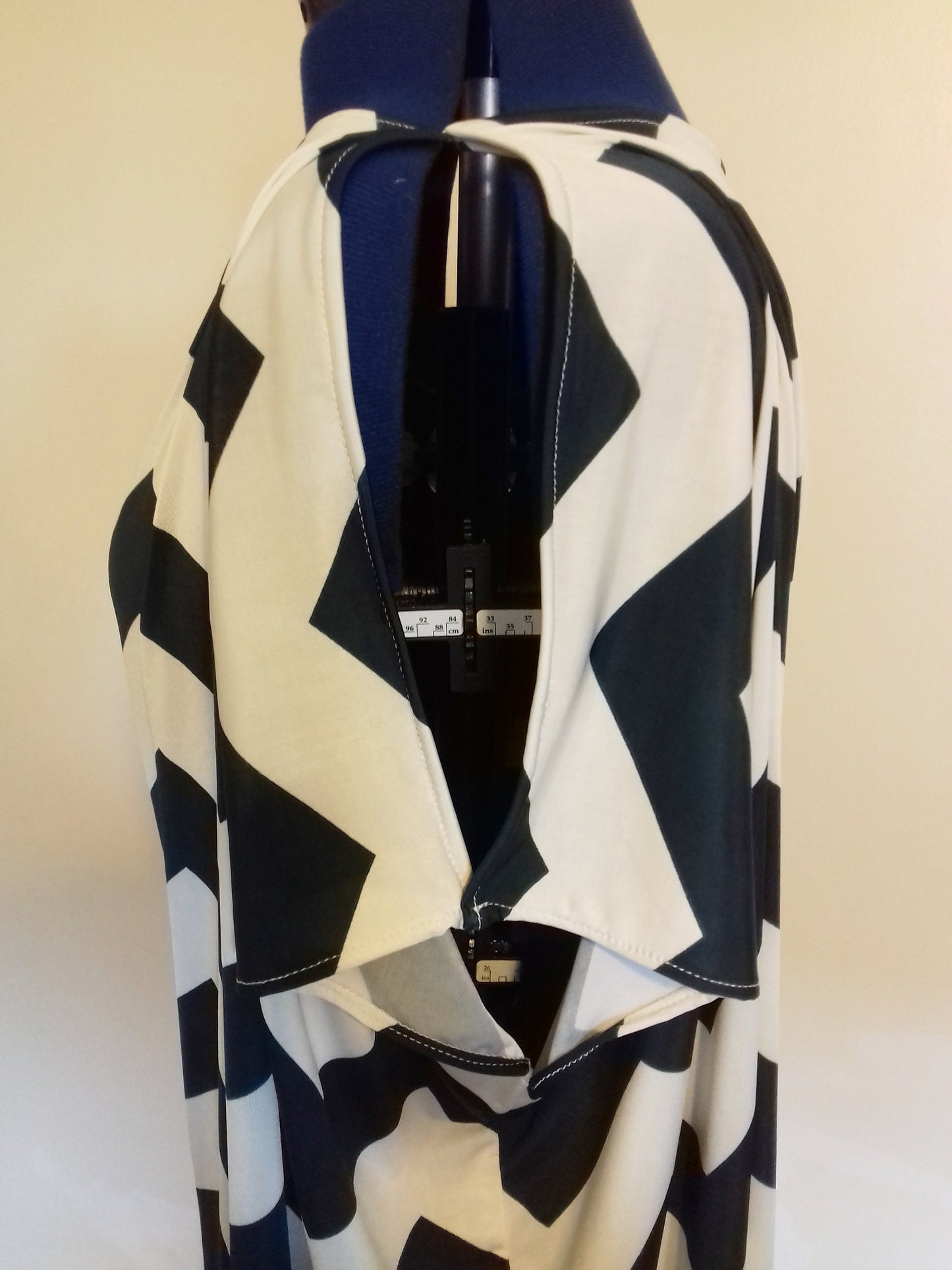 Green White Zig Zag Cold Shoulder Dress