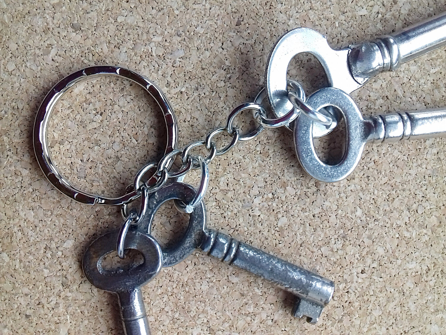 Vintage Silver Keys Key Ring Bag Charm