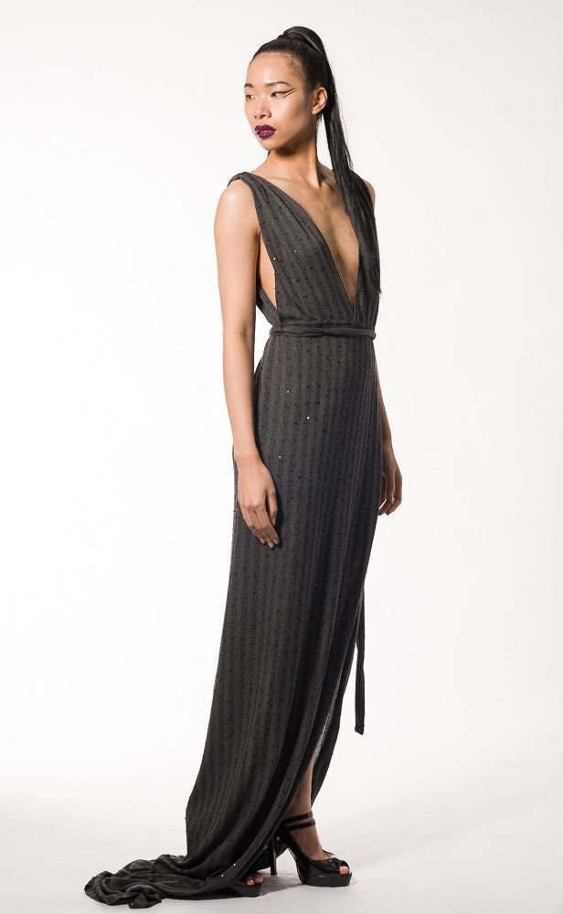 Long Backless Grecian Dress