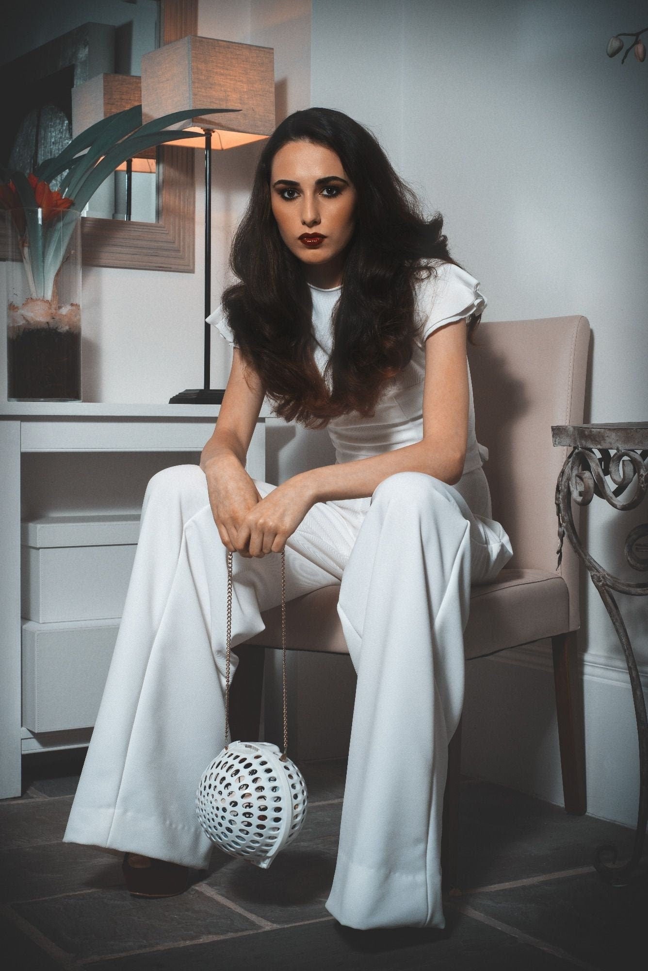 White Wide Leg Extra Tall Trousers Cap Sleeve Top