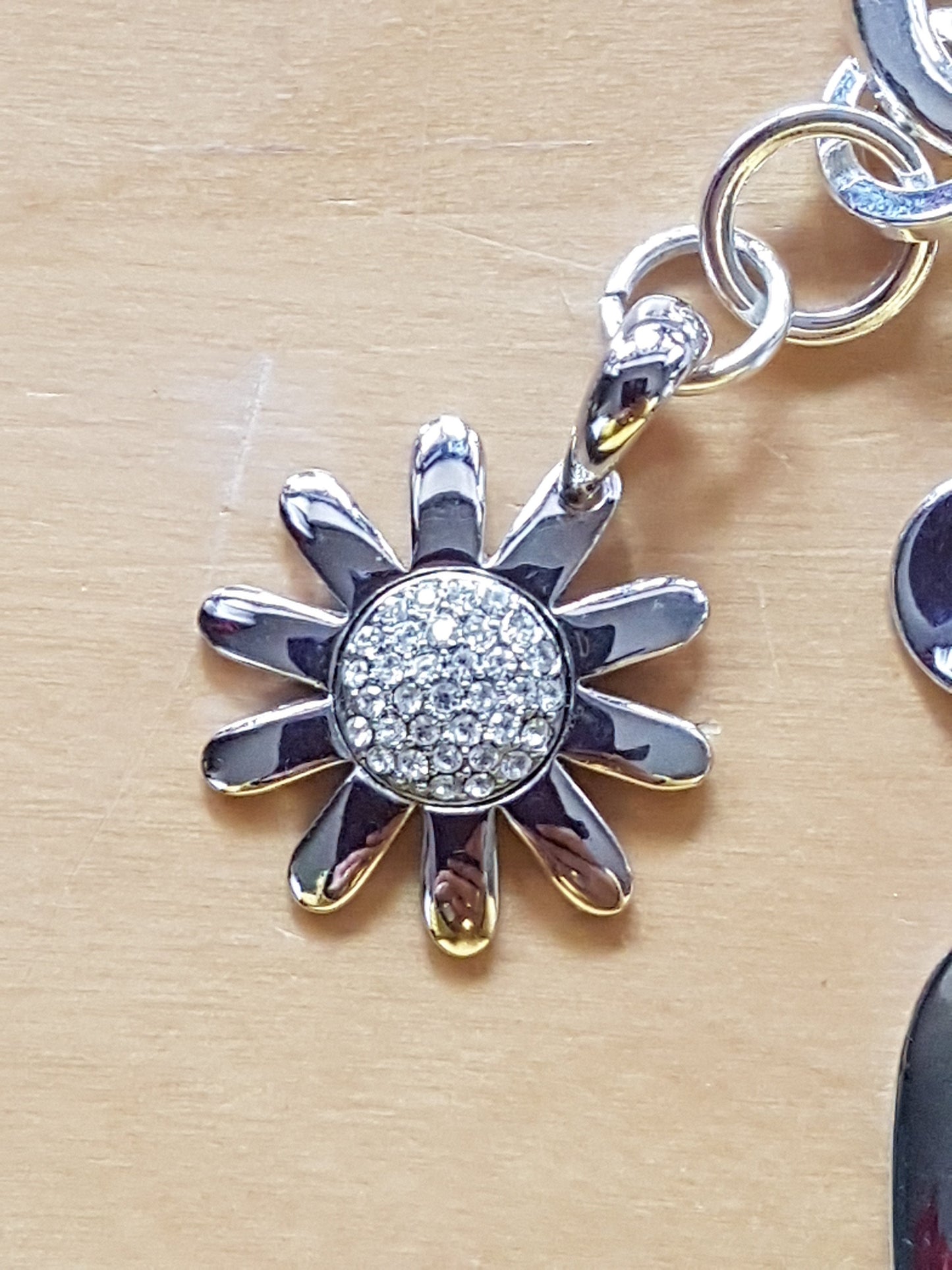 Silver Flower Leaves Silver Bag Charm