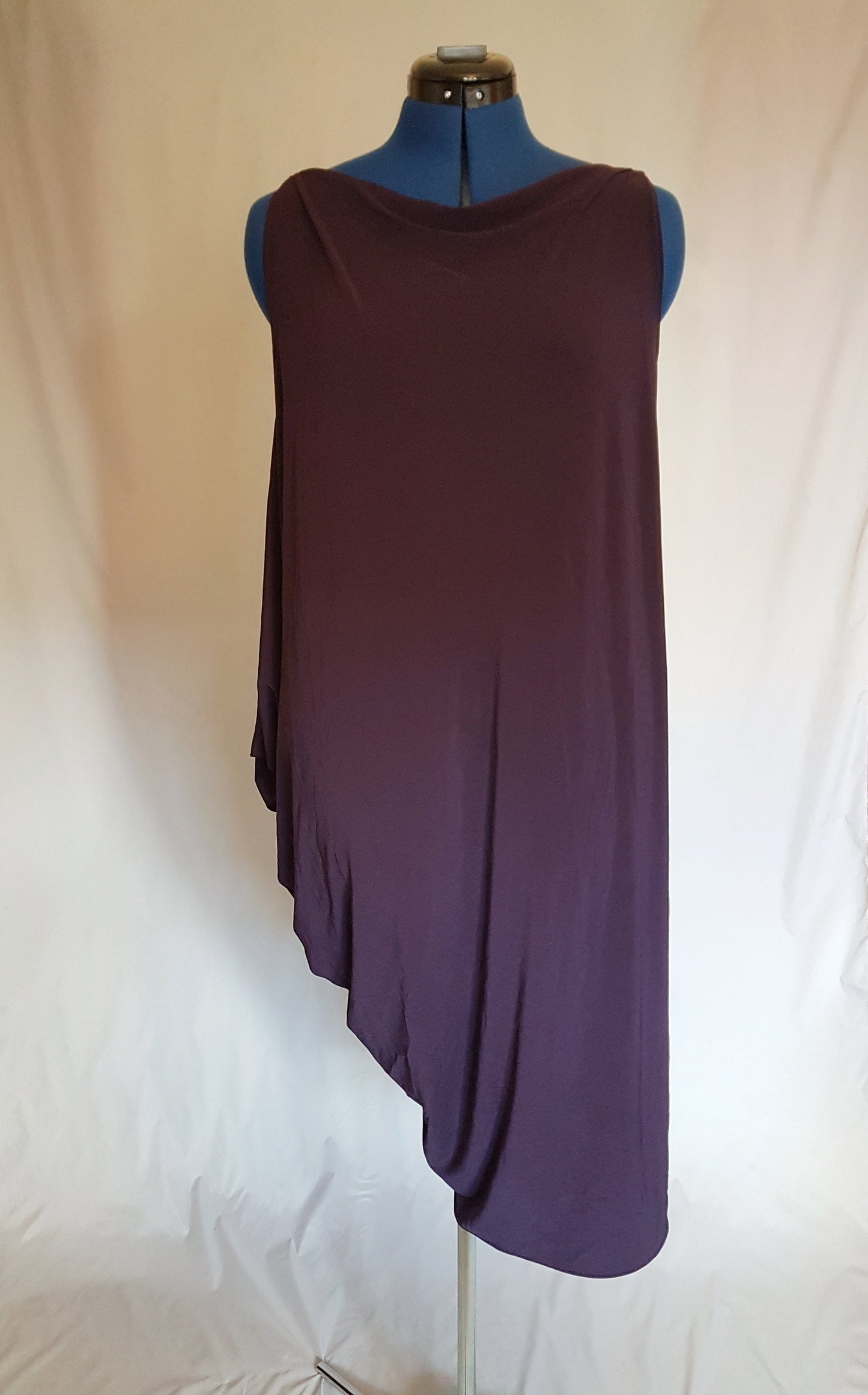 Purple Damson Asymmetric Drape Dress