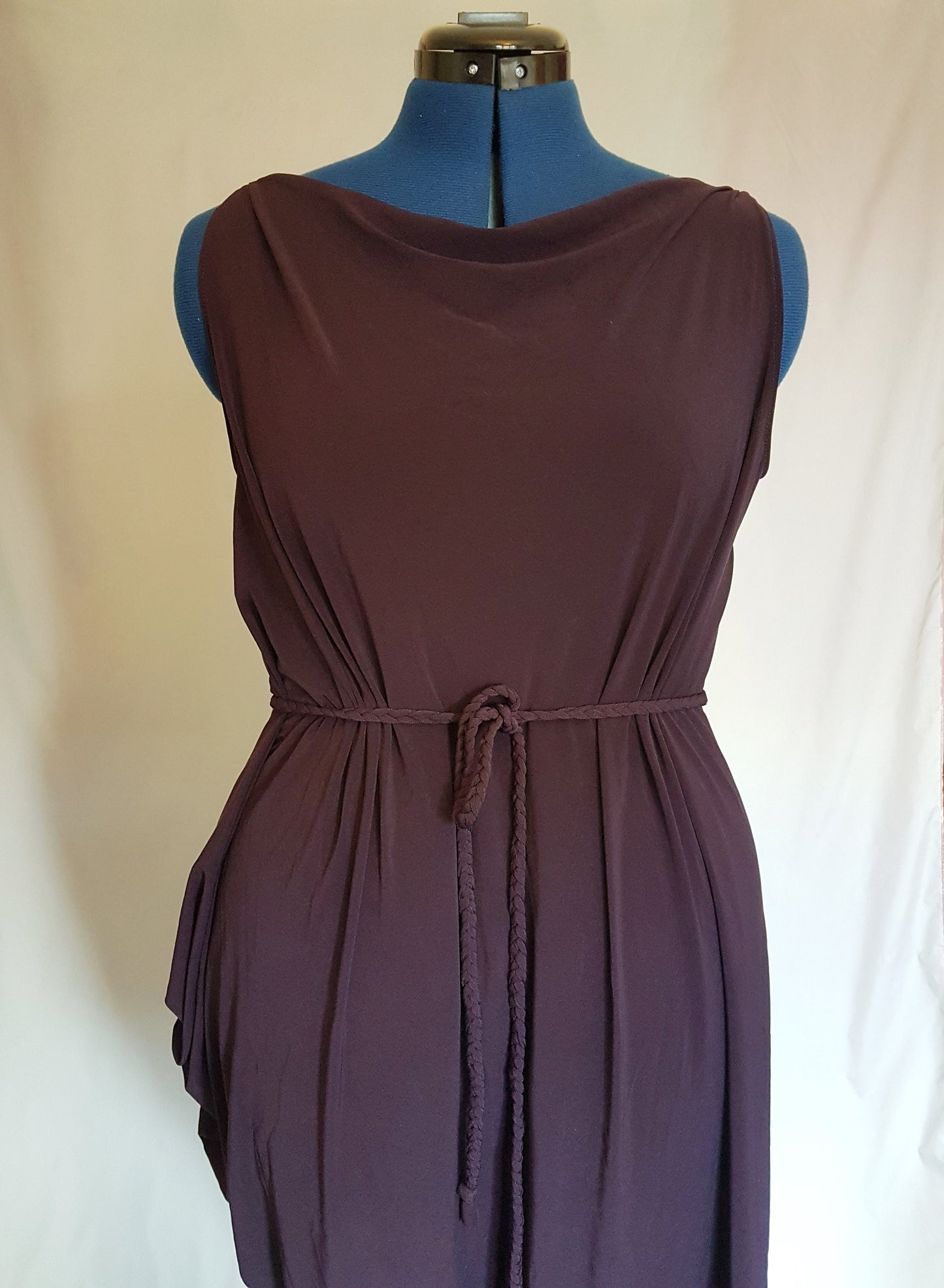 Purple Damson Asymmetric Drape Dress