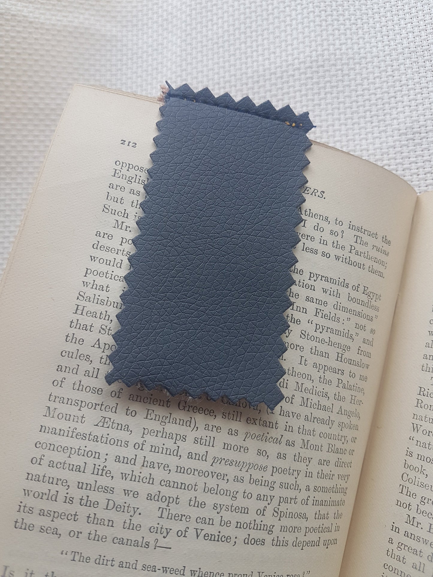 Handmade Faux Leather Brown Grey Bookmark