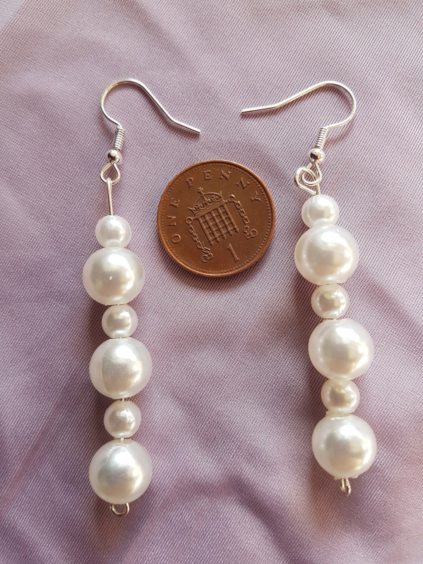 Pearl White Ivory Silver Bridal Earrings