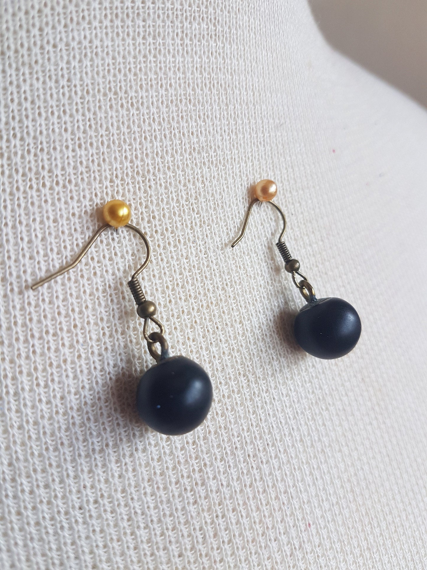 Antique Bronze Buttons Earrings