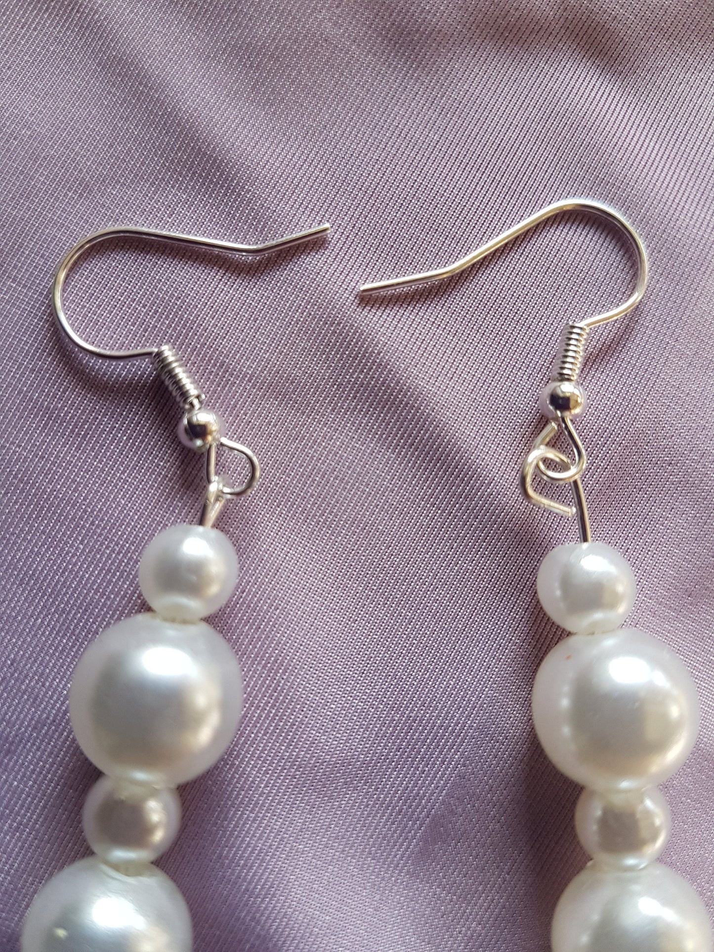 Pearl White Ivory Silver Bridal Earrings