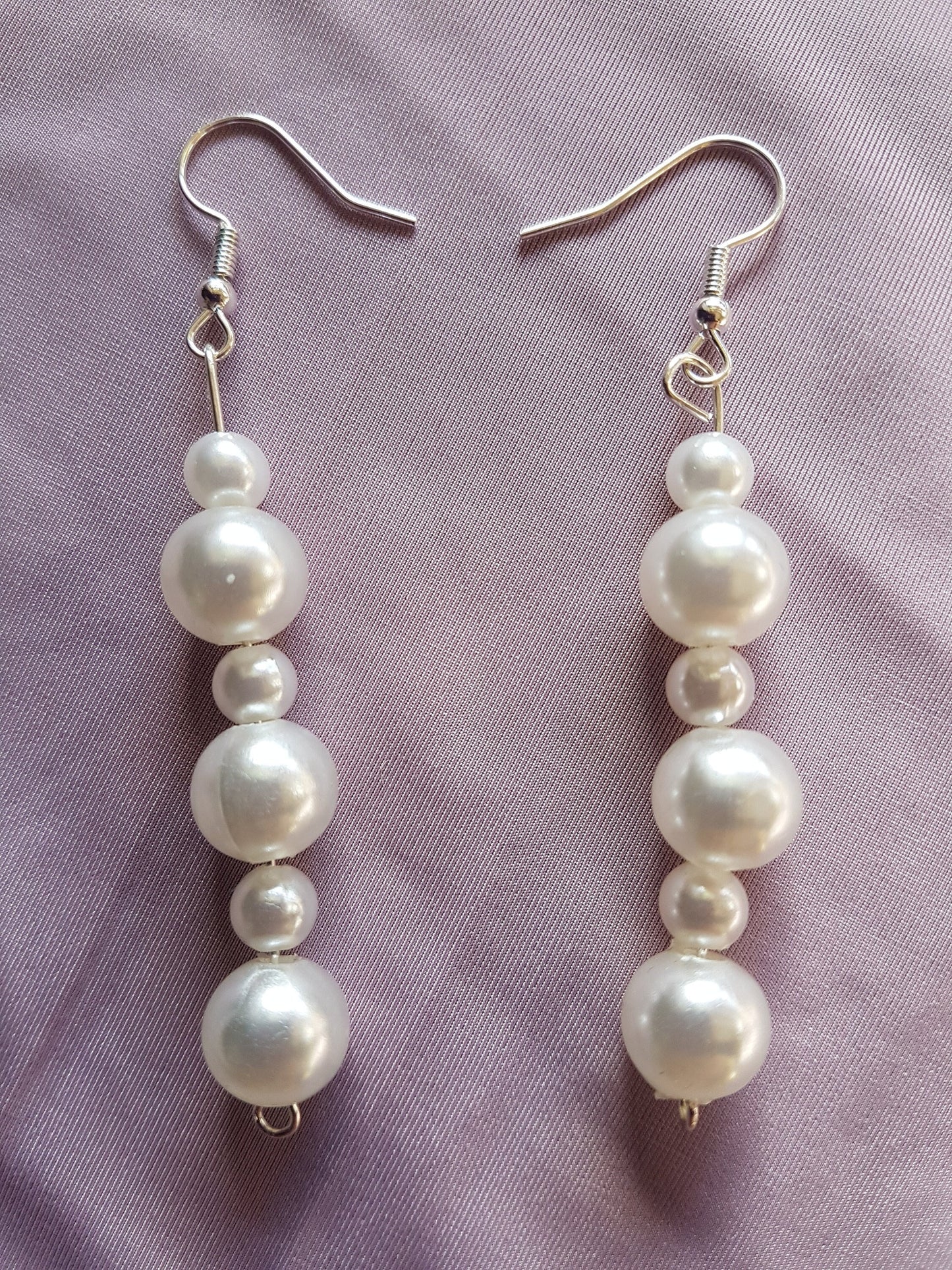 Pearl White Ivory Silver Bridal Earrings