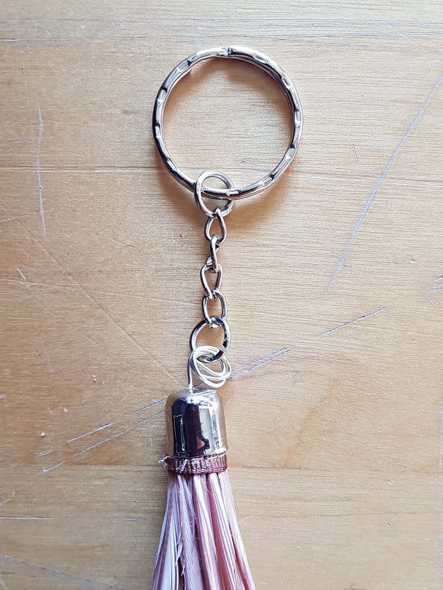 Pink Feather Silver Keychain Bag Charm