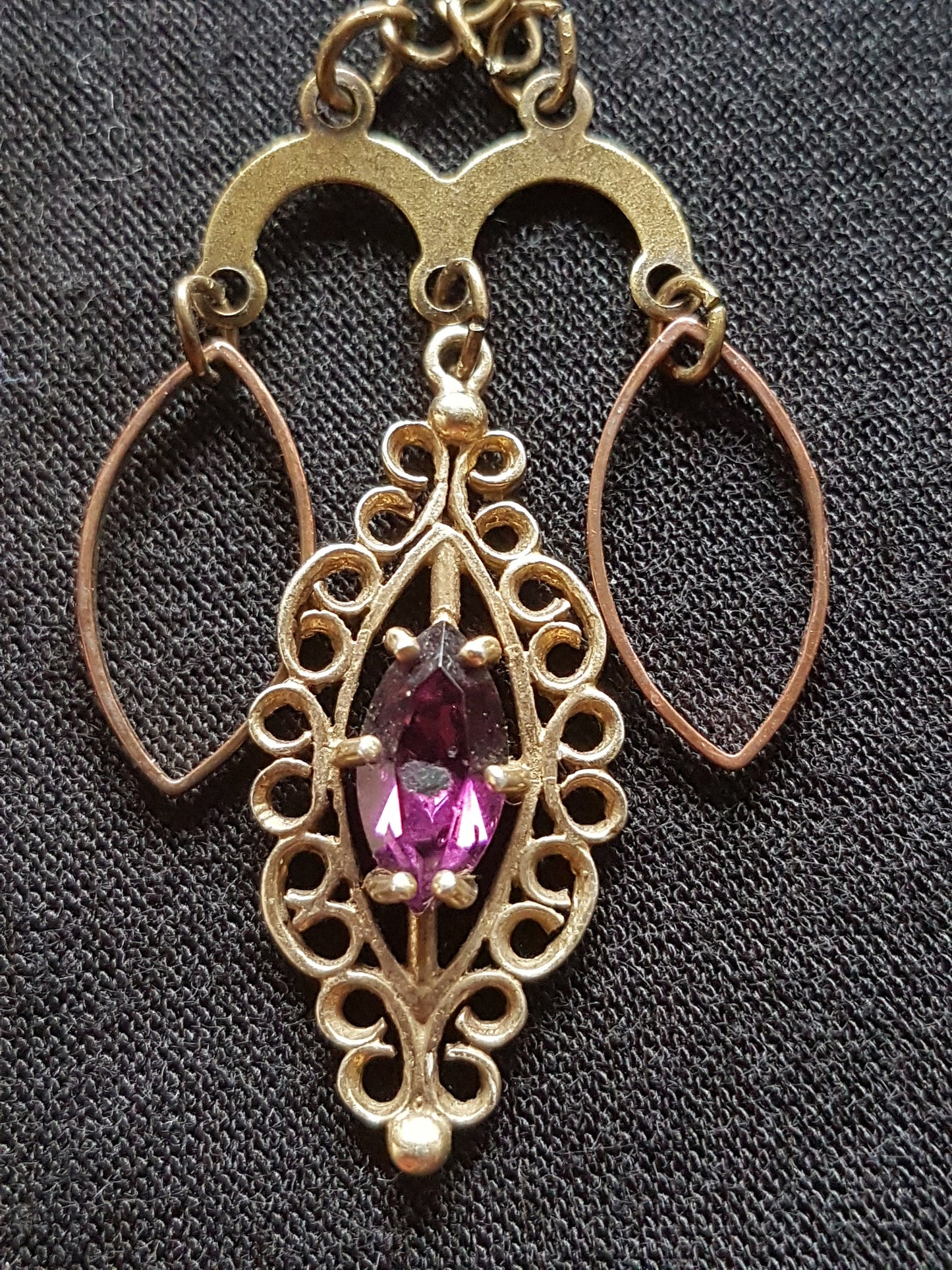 Antique Bronze Gold Amethyst Earrings