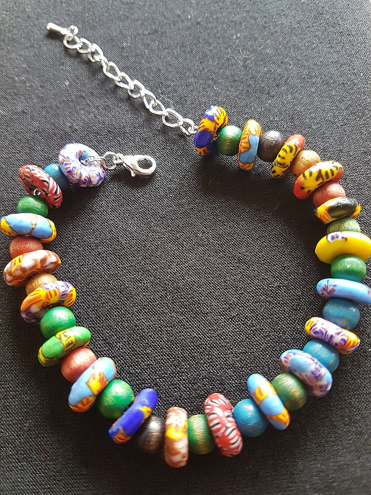 Silver Beads Multicoloured Bracelet