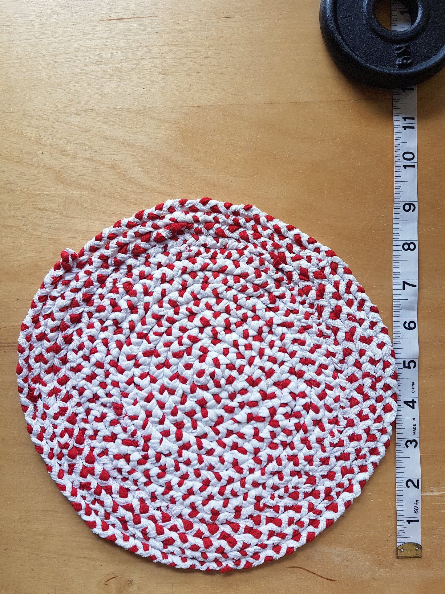 Handmade Coaster Place Mat Red White