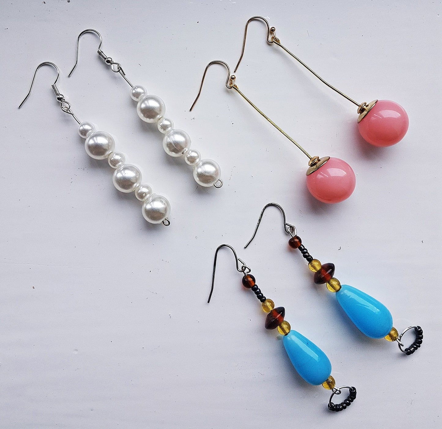Pearl White Ivory Silver Bridal Earrings