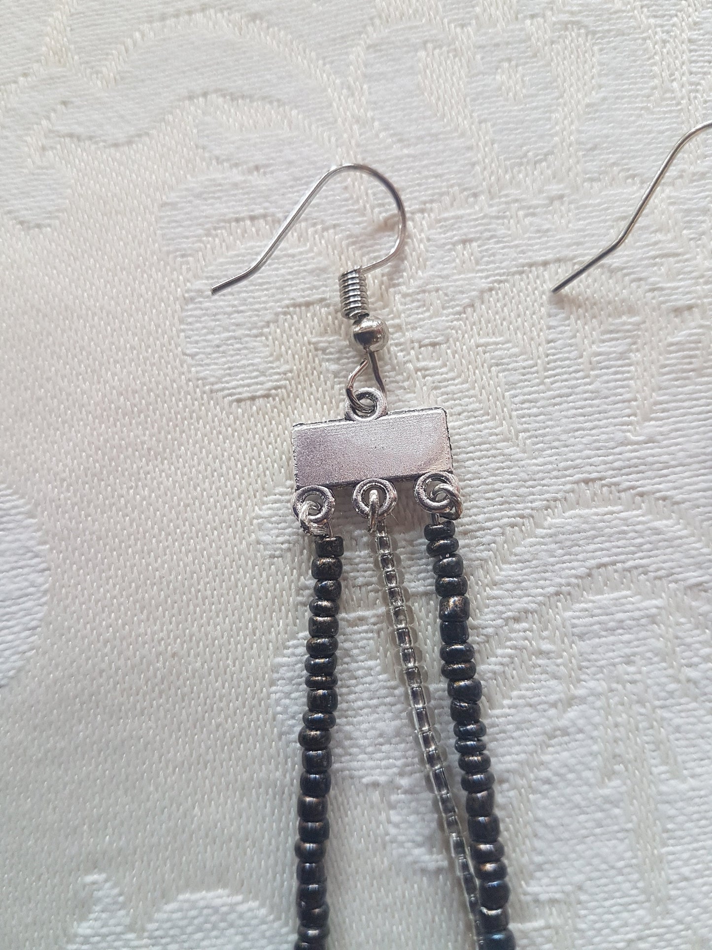 Black White Seed Bead Earrings