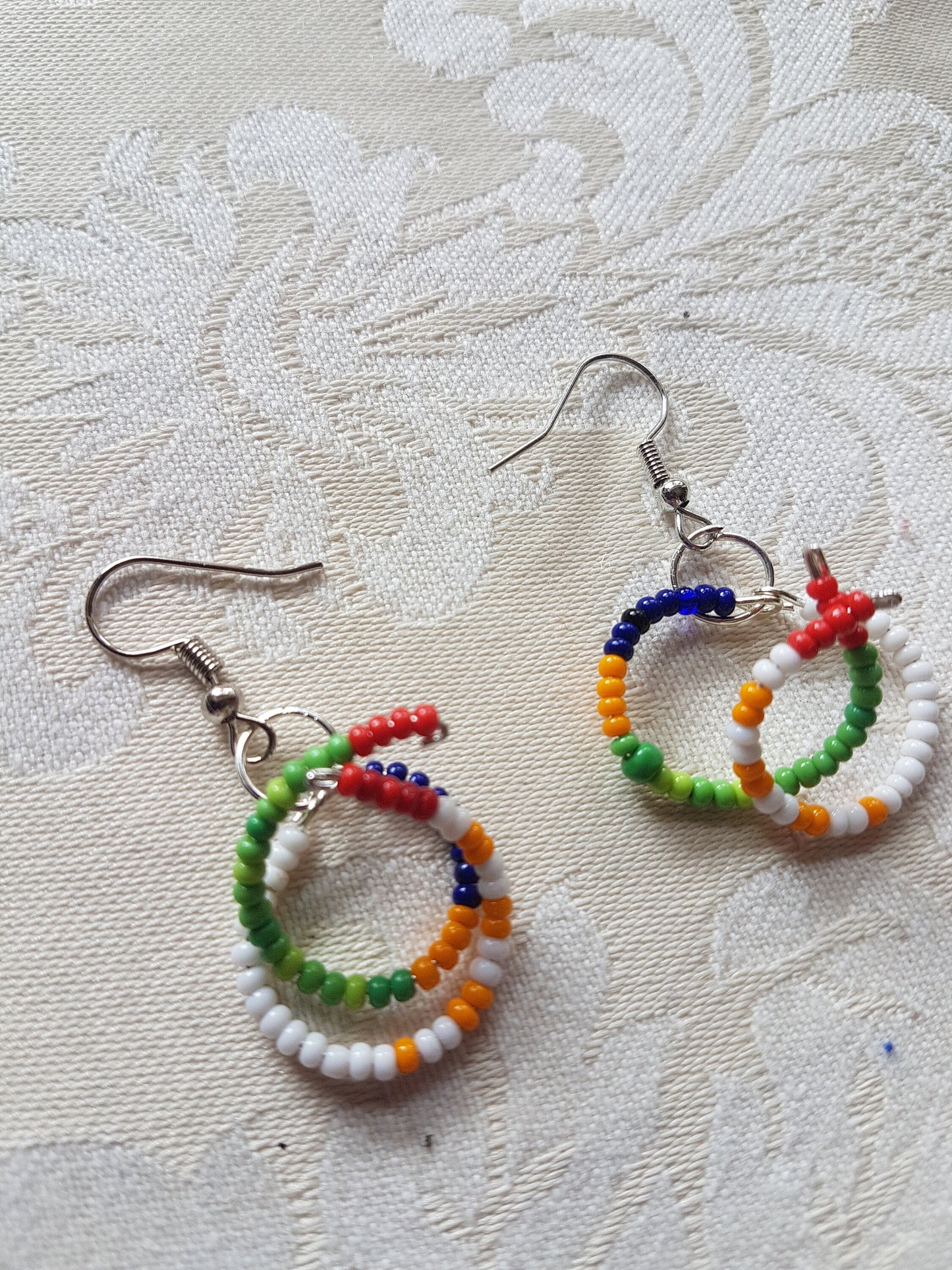 Multicoloured Seed Bead Dangle Earrings