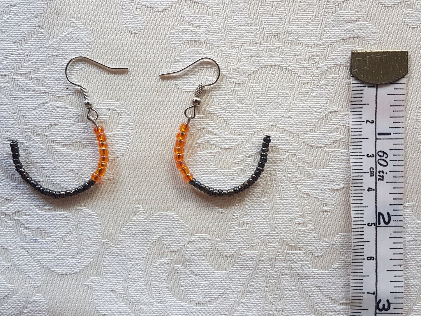 Orange Black Seed Bead Earrings