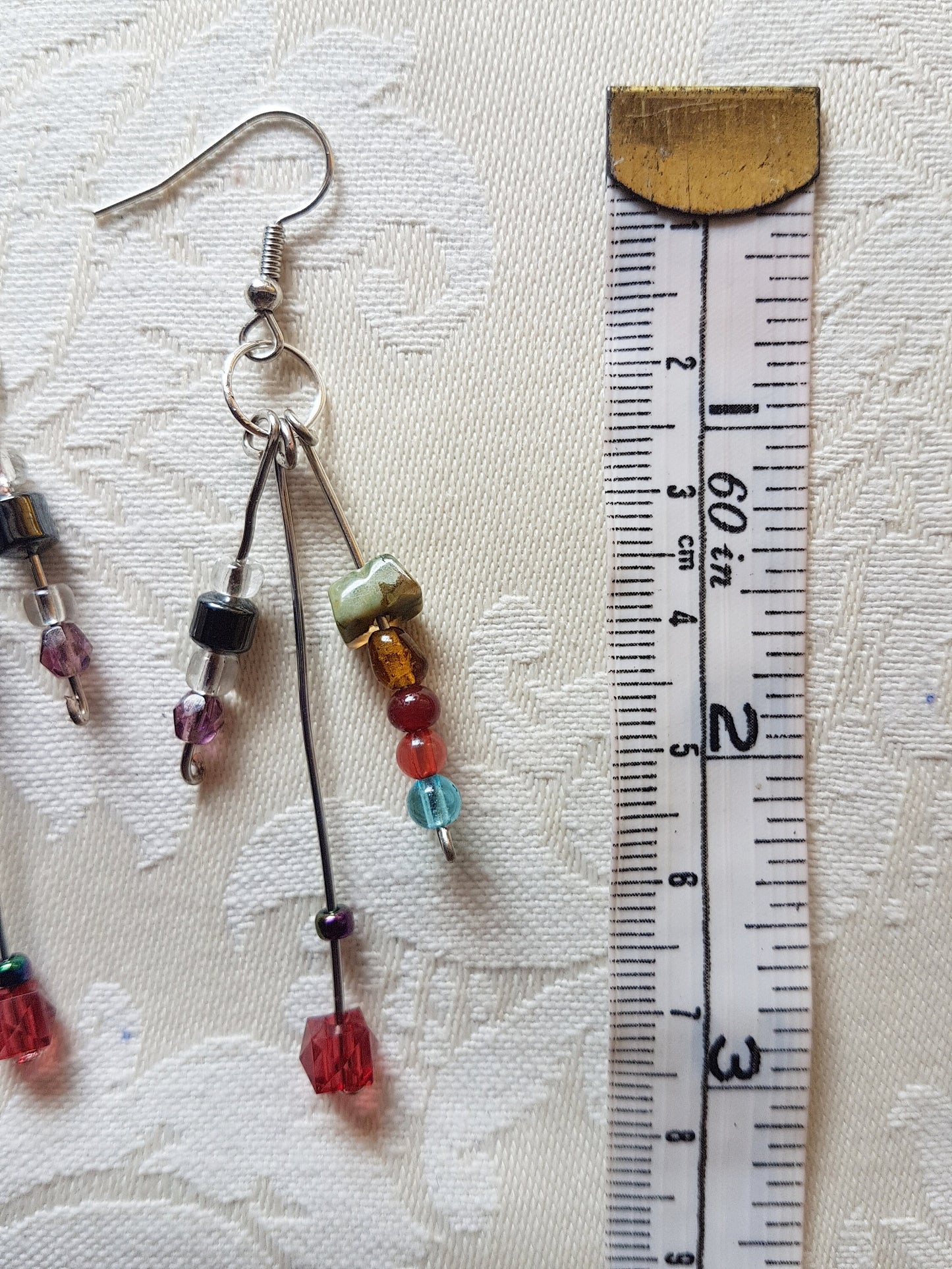 Multicoloured Bead Silver Earrings