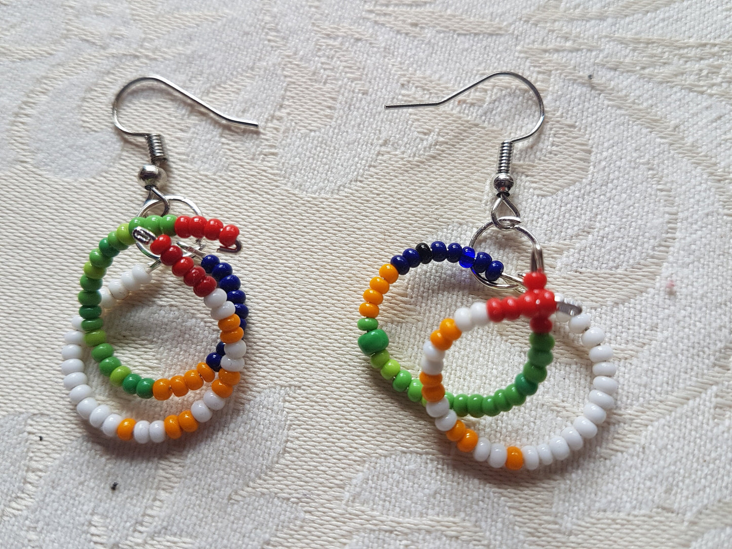 Multicoloured Seed Bead Dangle Earrings