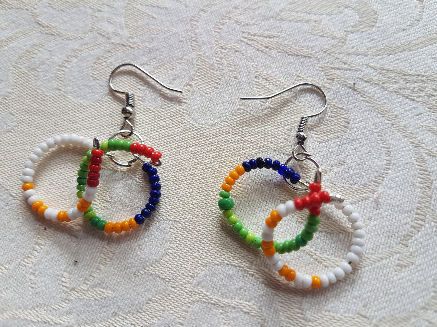 Multicoloured Seed Bead Dangle Earrings