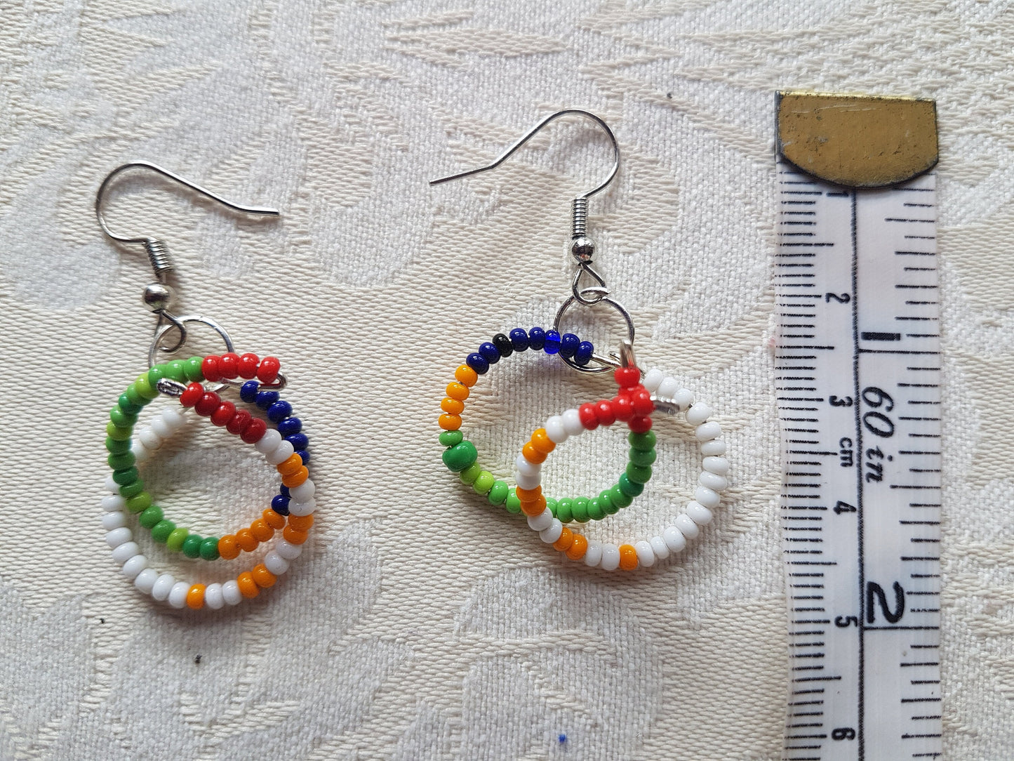 Multicoloured Seed Bead Dangle Earrings