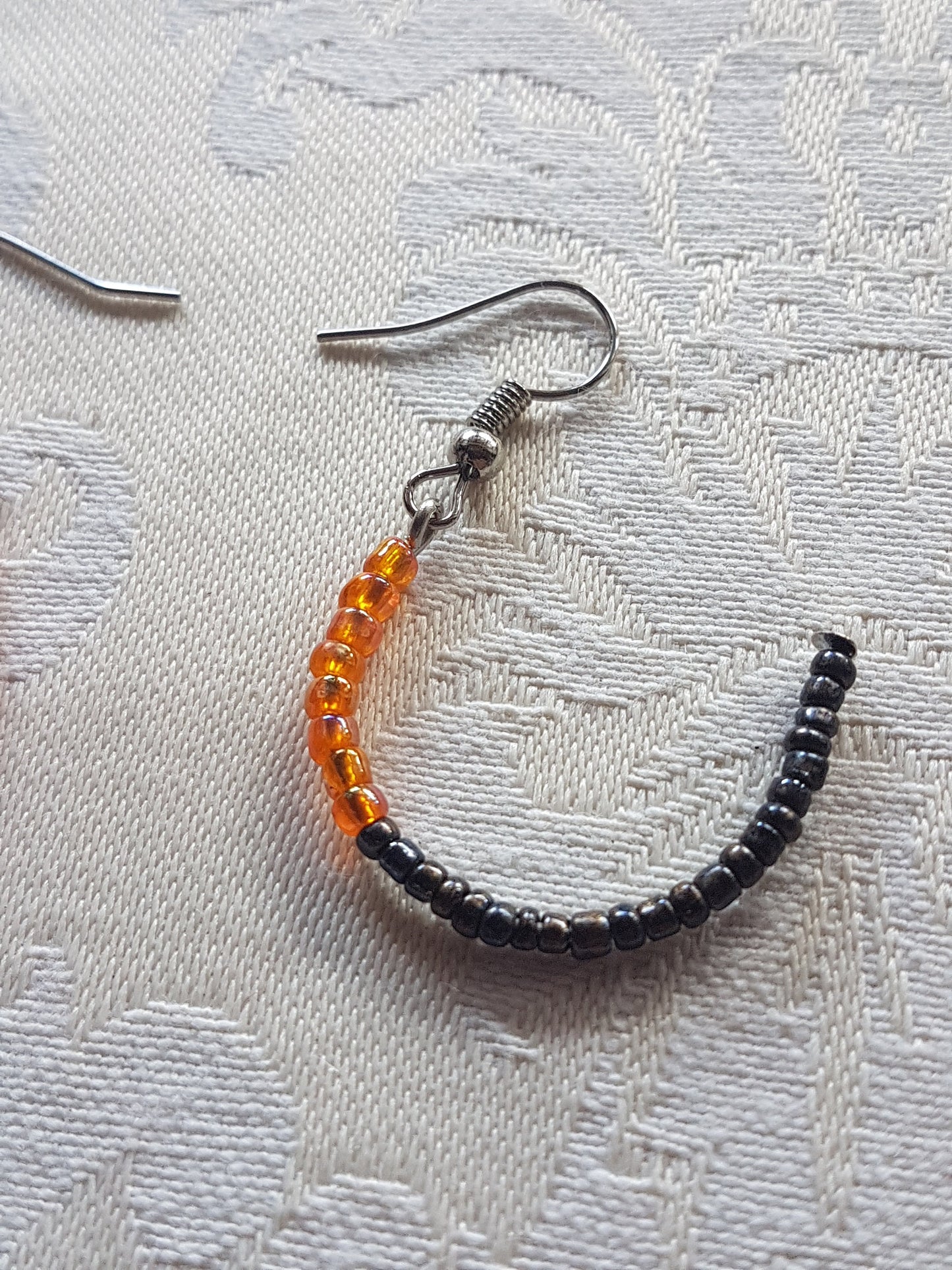 Orange Black Seed Bead Earrings