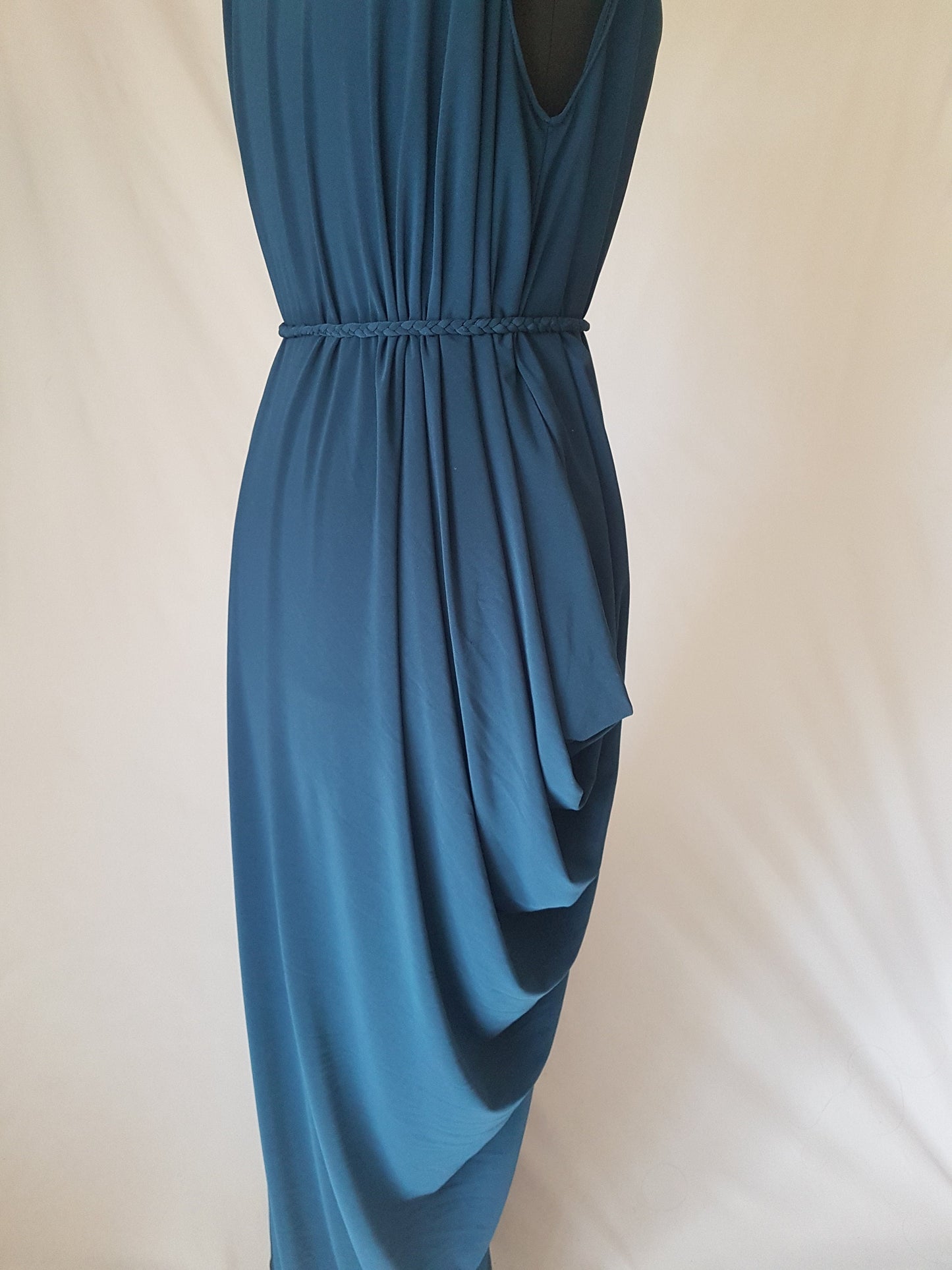 Dark Green Asymmetric Drape Dress