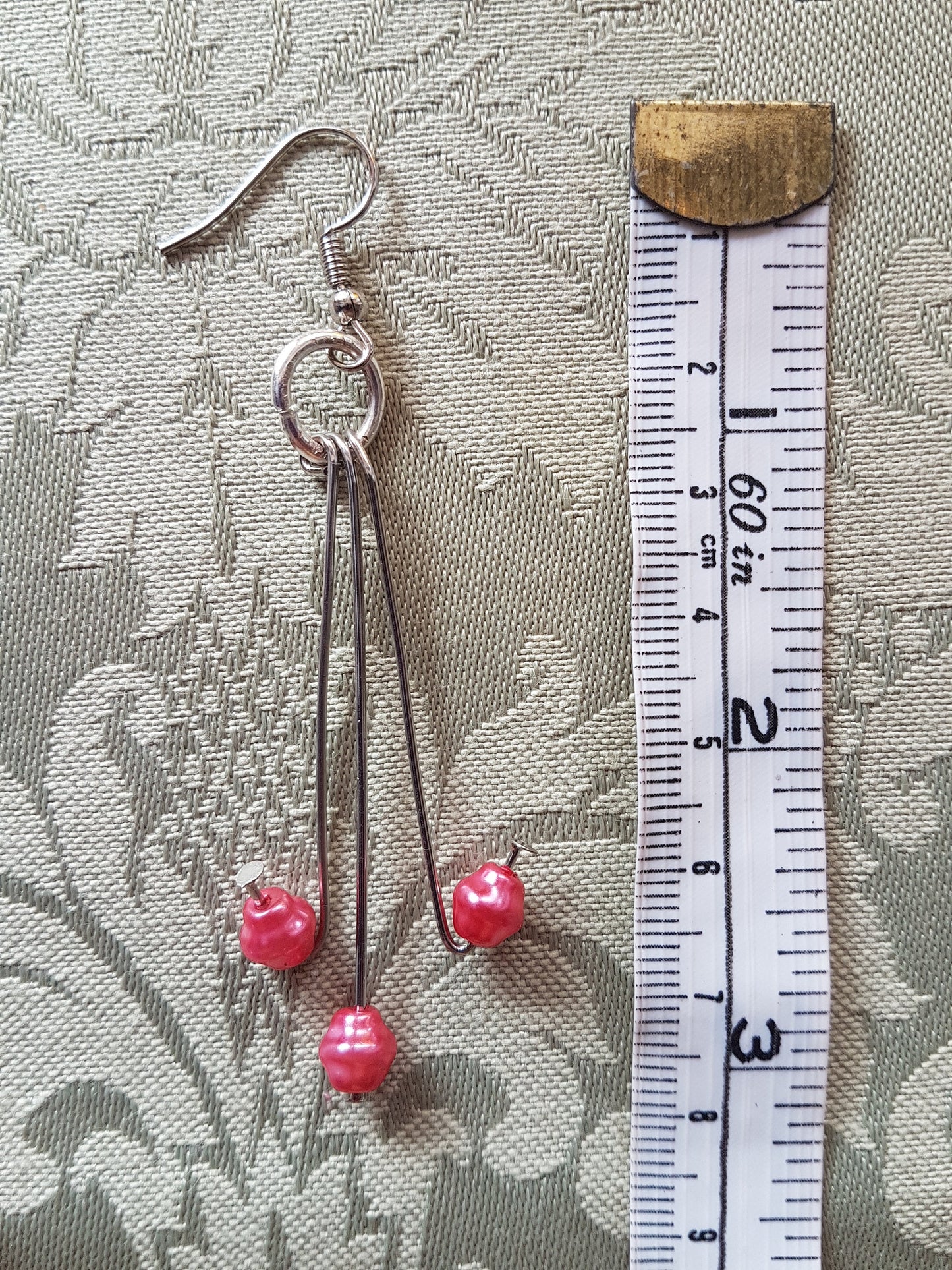 Pink Silver Upcycle Dangle Earrings