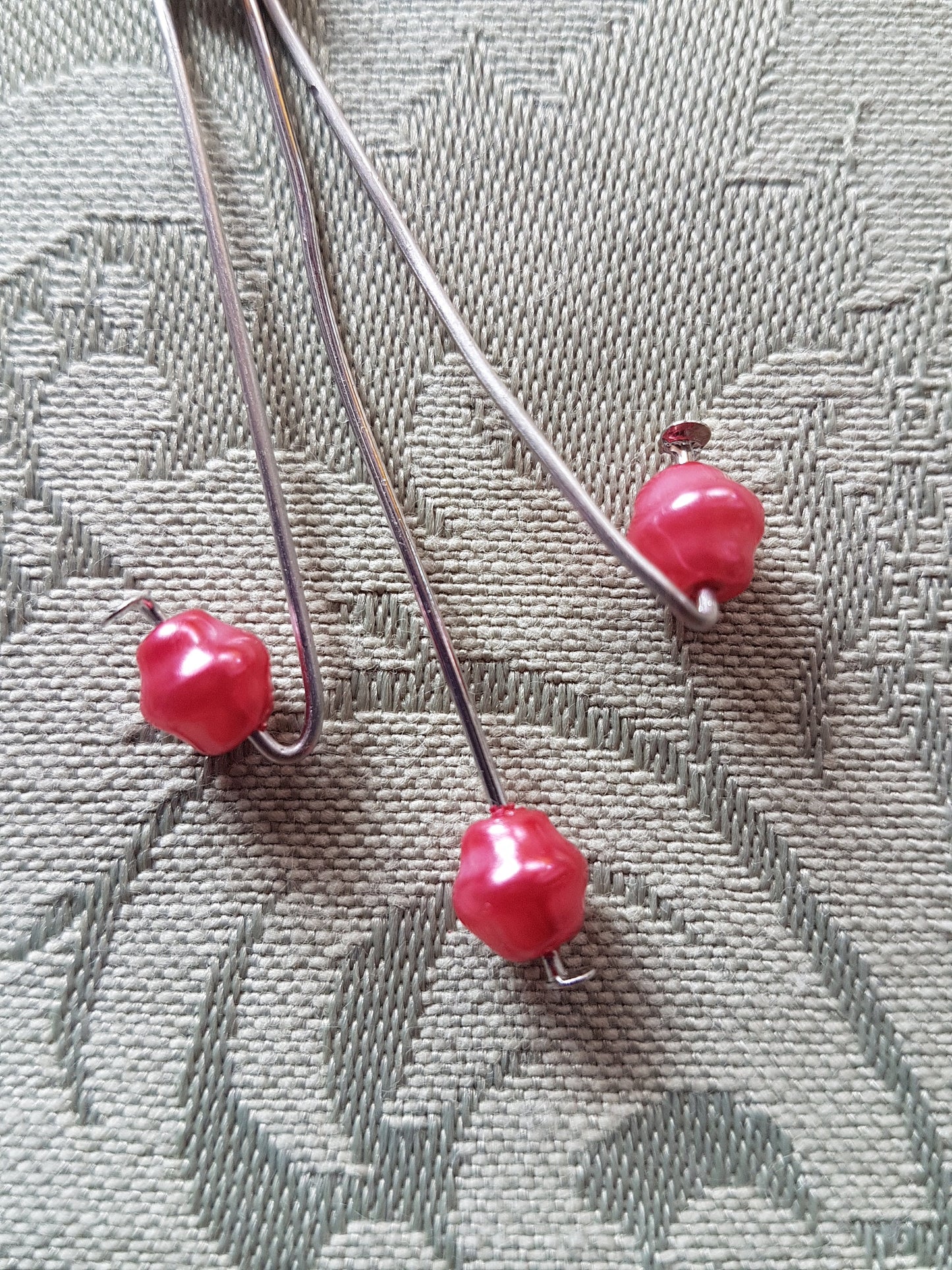 Pink Silver Upcycle Dangle Earrings