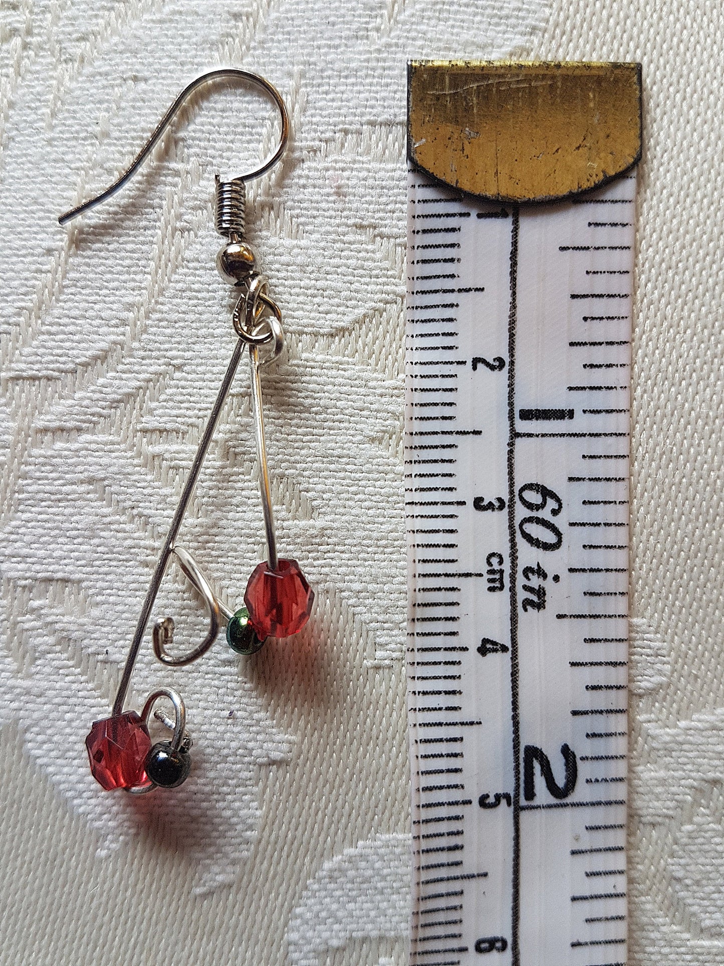 Red Silver Upcycle Dangle Earrings