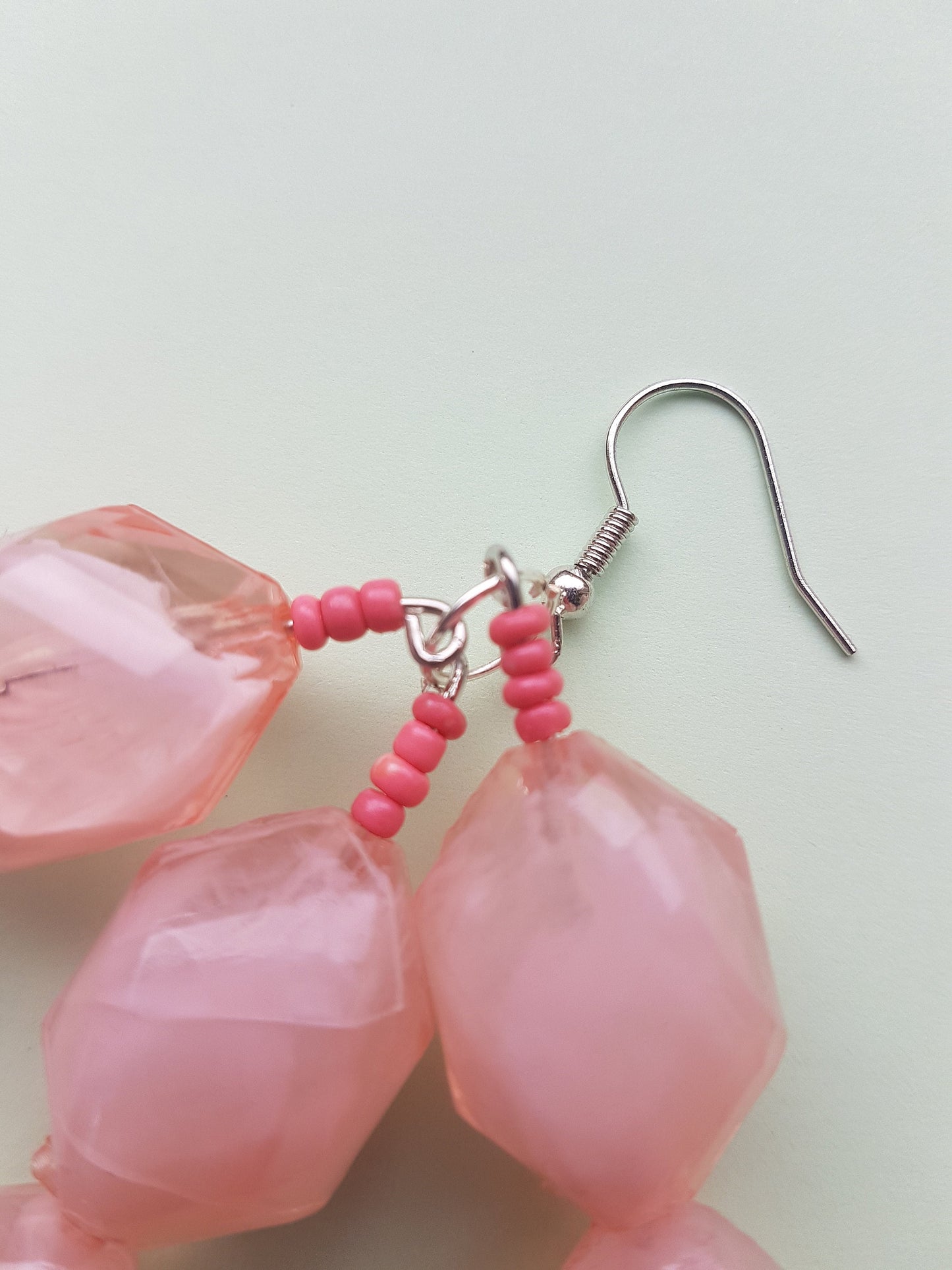 Pink Chunky Bead Dangle Earrings