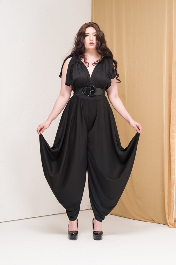 Plus Size Jumpsuit Black Harem Trousers