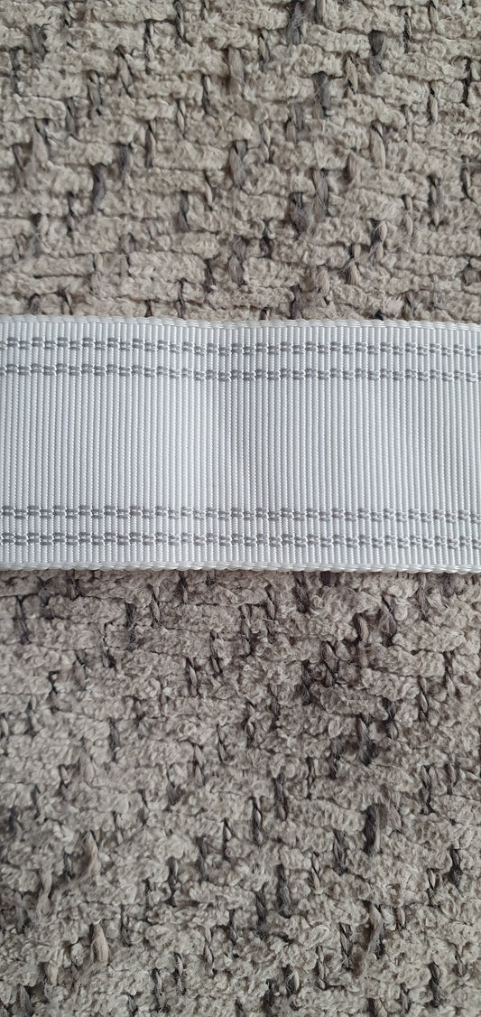 Vintage White SIlver Stripe Grossgrain Ribbon Crafting Sewing 1 Inch wide per metre
