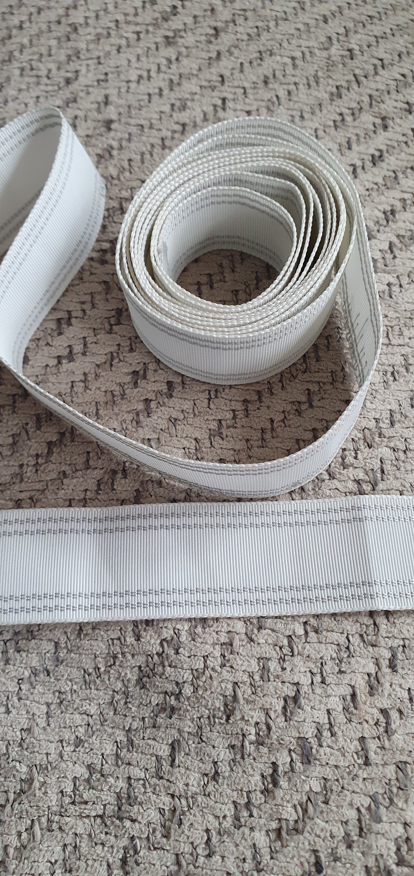 Vintage White SIlver Stripe Grossgrain Ribbon Crafting Sewing 1 Inch wide per metre