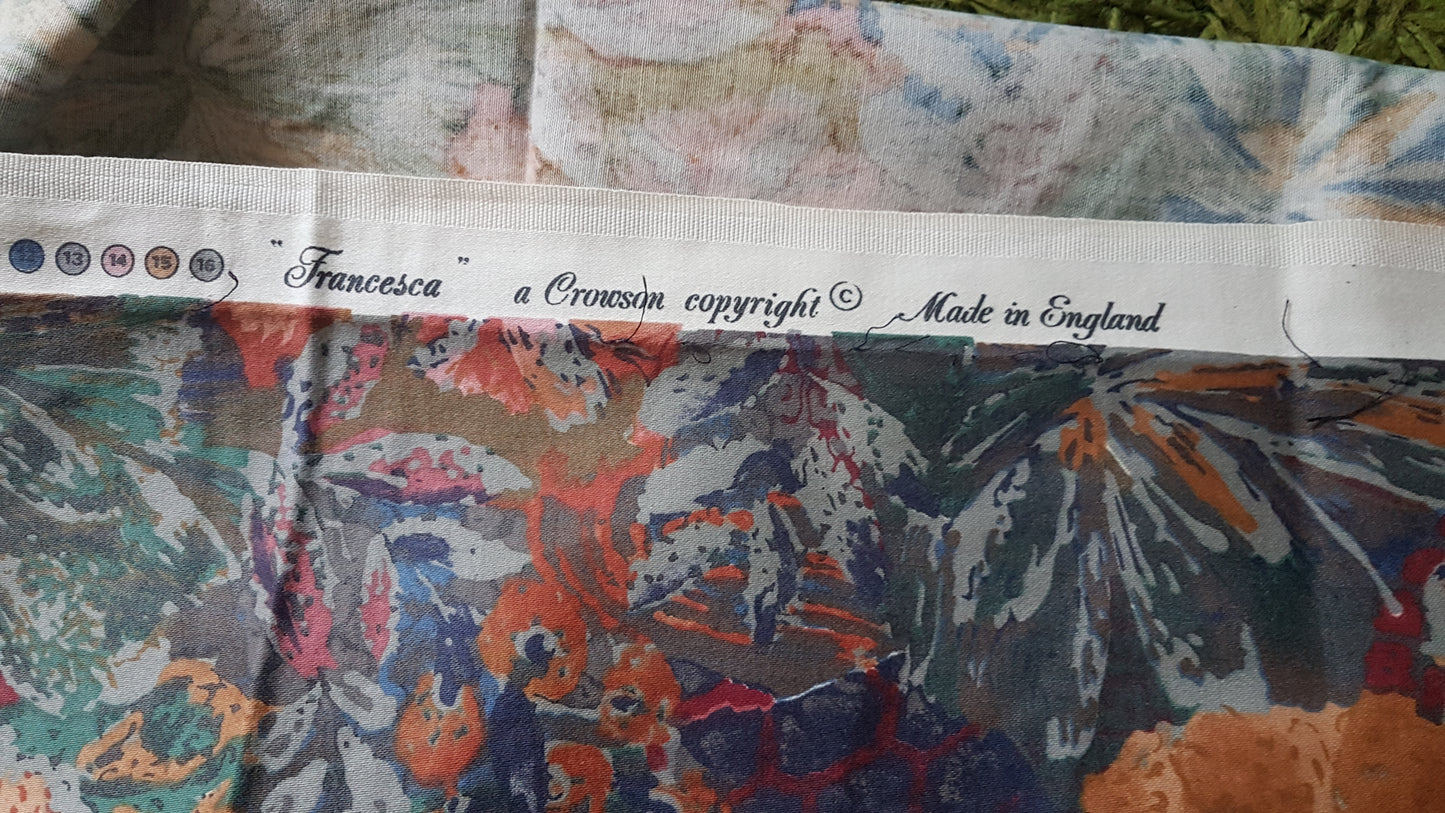 Floral Orange, Green, Blue Red Fabric Remnants Rag Rug, Quilting Fat Quarters Per 1/2 Metre