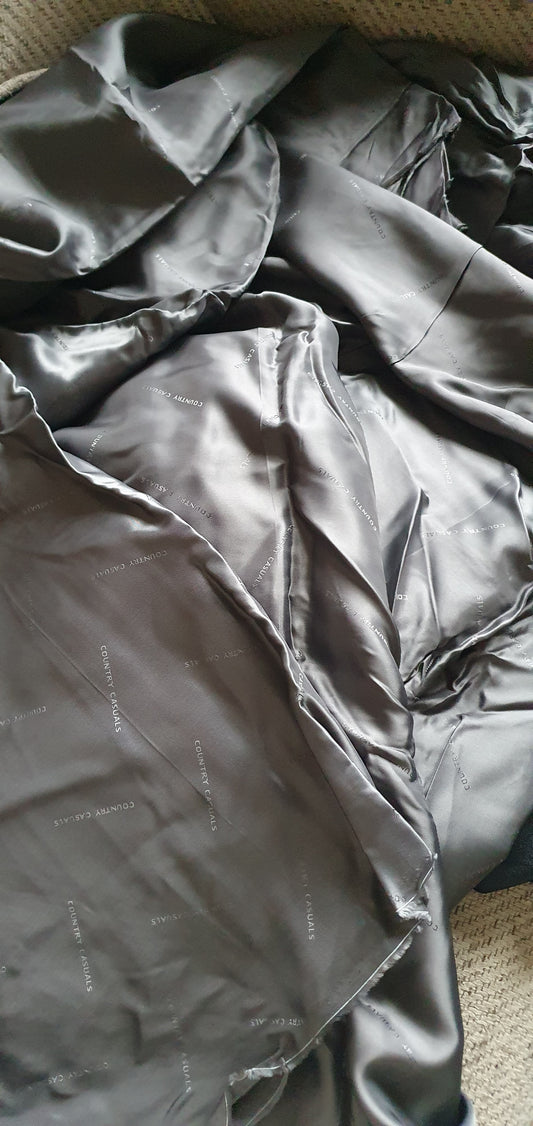 Slate Grey Satin Light Weight Lining Fabric 'Country Casuals' Per Metre
