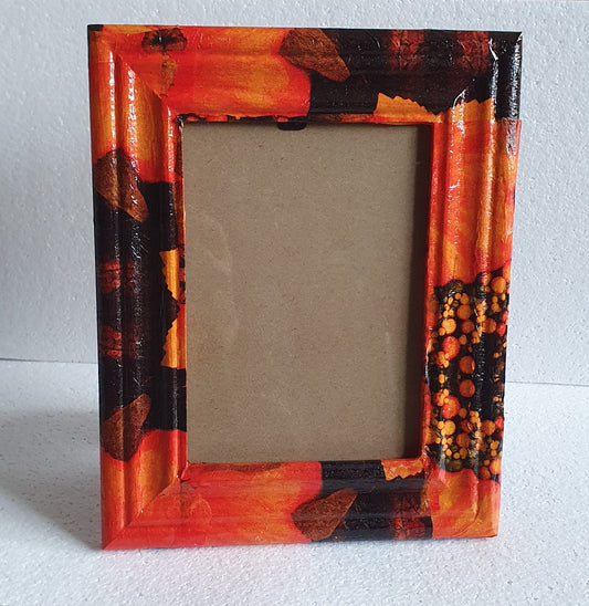 Decoupage Orange Black Abstract Photo Frame Home Decor Gift