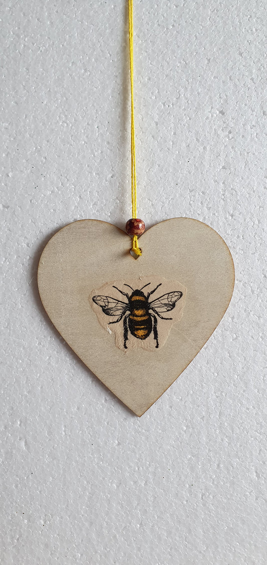Decoupage Yellow Bumble Bee Flower Window Hanging Home Decor Gift